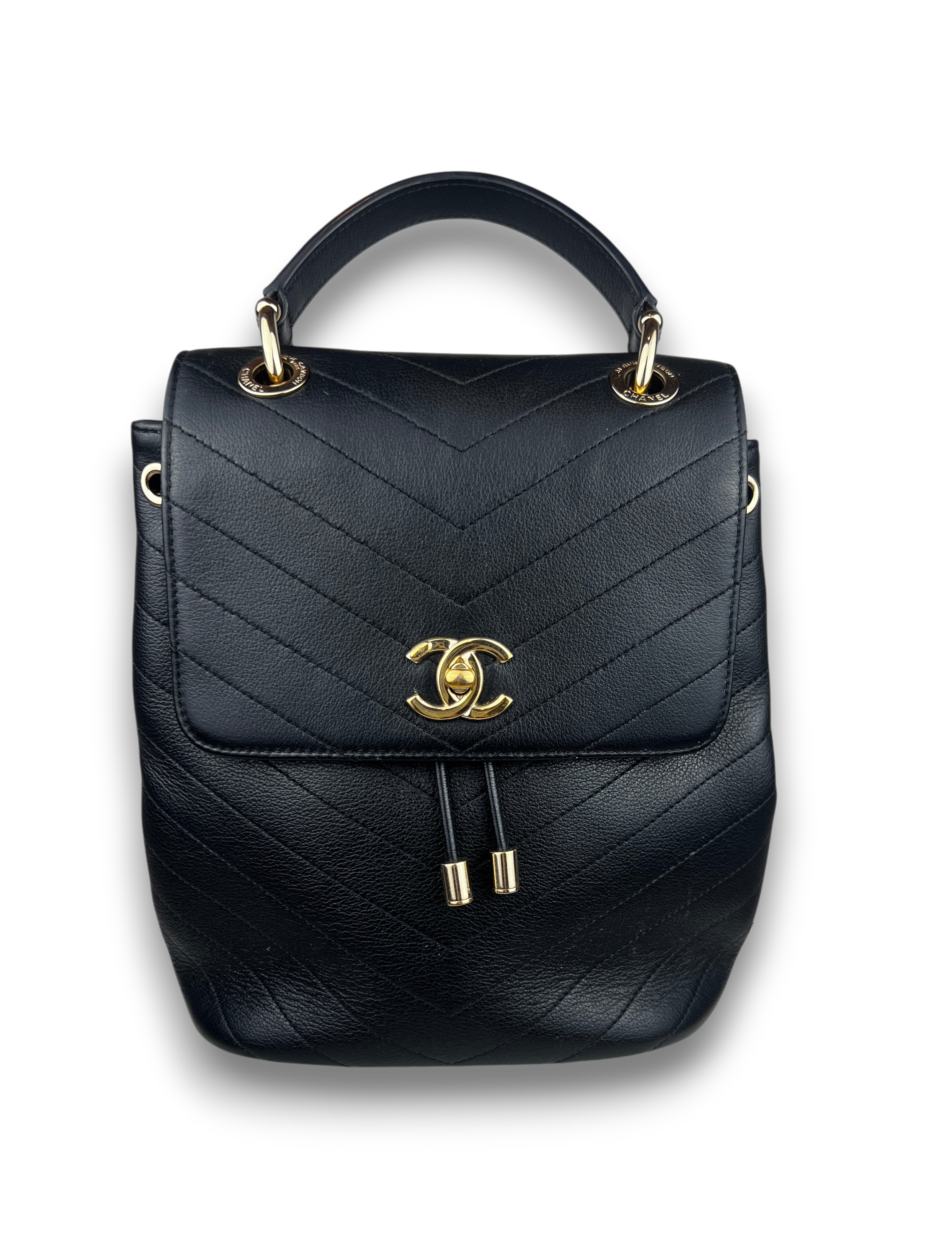 Chanel Coco Black Chevron Backpack