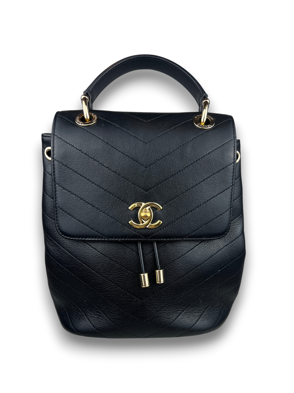 Chanel Coco Black Chevron Backpack