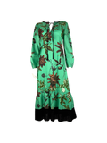 Dorothee Schumacher Green Black Botanical Print Fringe Midi Dress