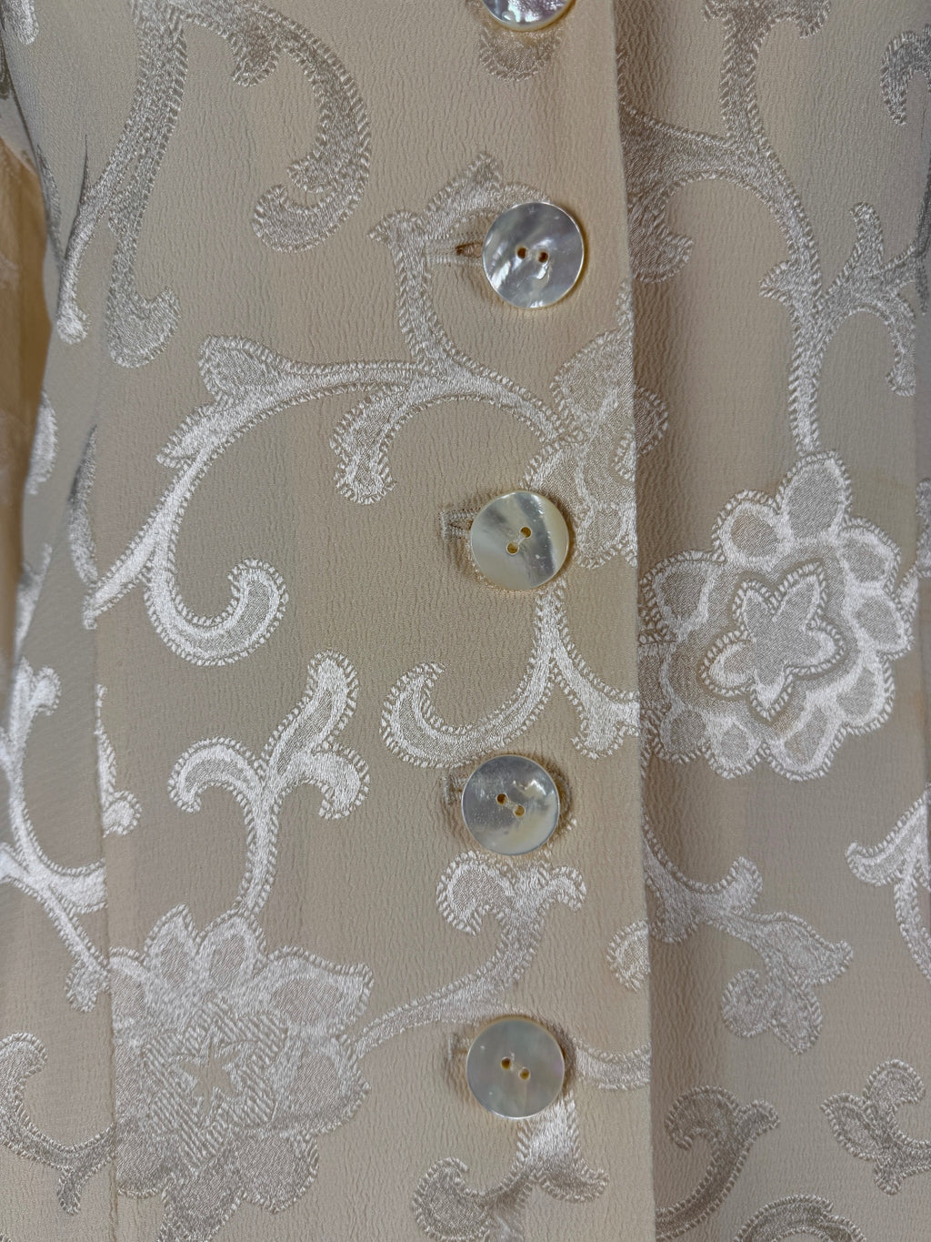 Donna Karan Vintage Silk Cream Brocade Pant Suit