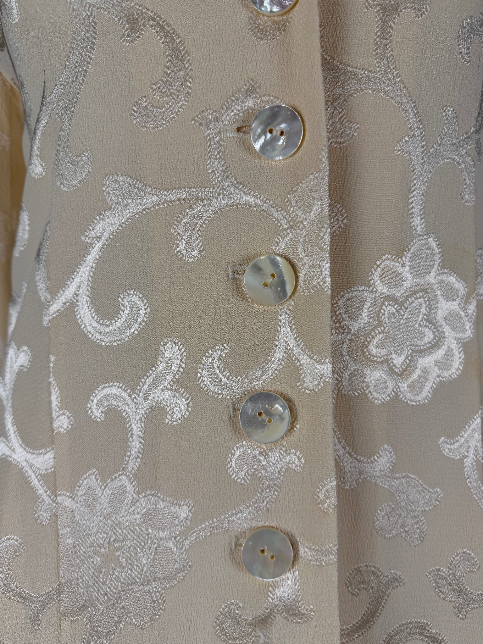 Donna Karan Vintage Silk Cream Brocade Pant Suit