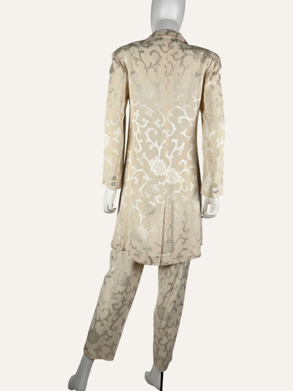 Donna Karan Vintage Silk Cream Brocade Pant Suit