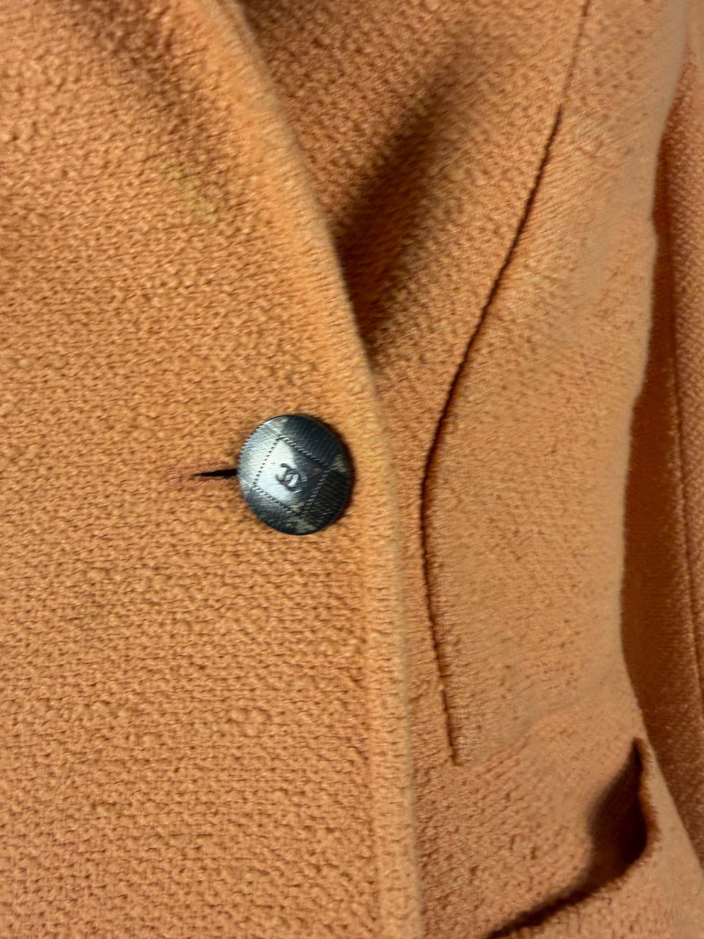Chanel SS 1998 Double Breasted Boucle Jacket Light Orange