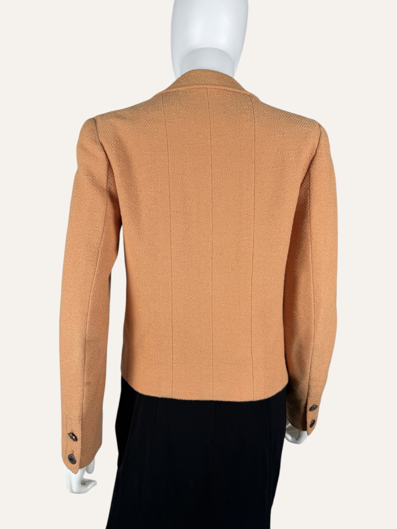 Chanel SS 1998 Double Breasted Boucle Jacket Light Orange