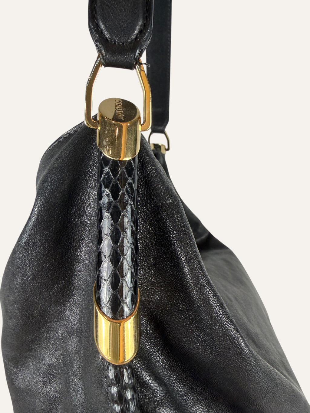 Jimmy Choo Large Black Leather Hobo Bag