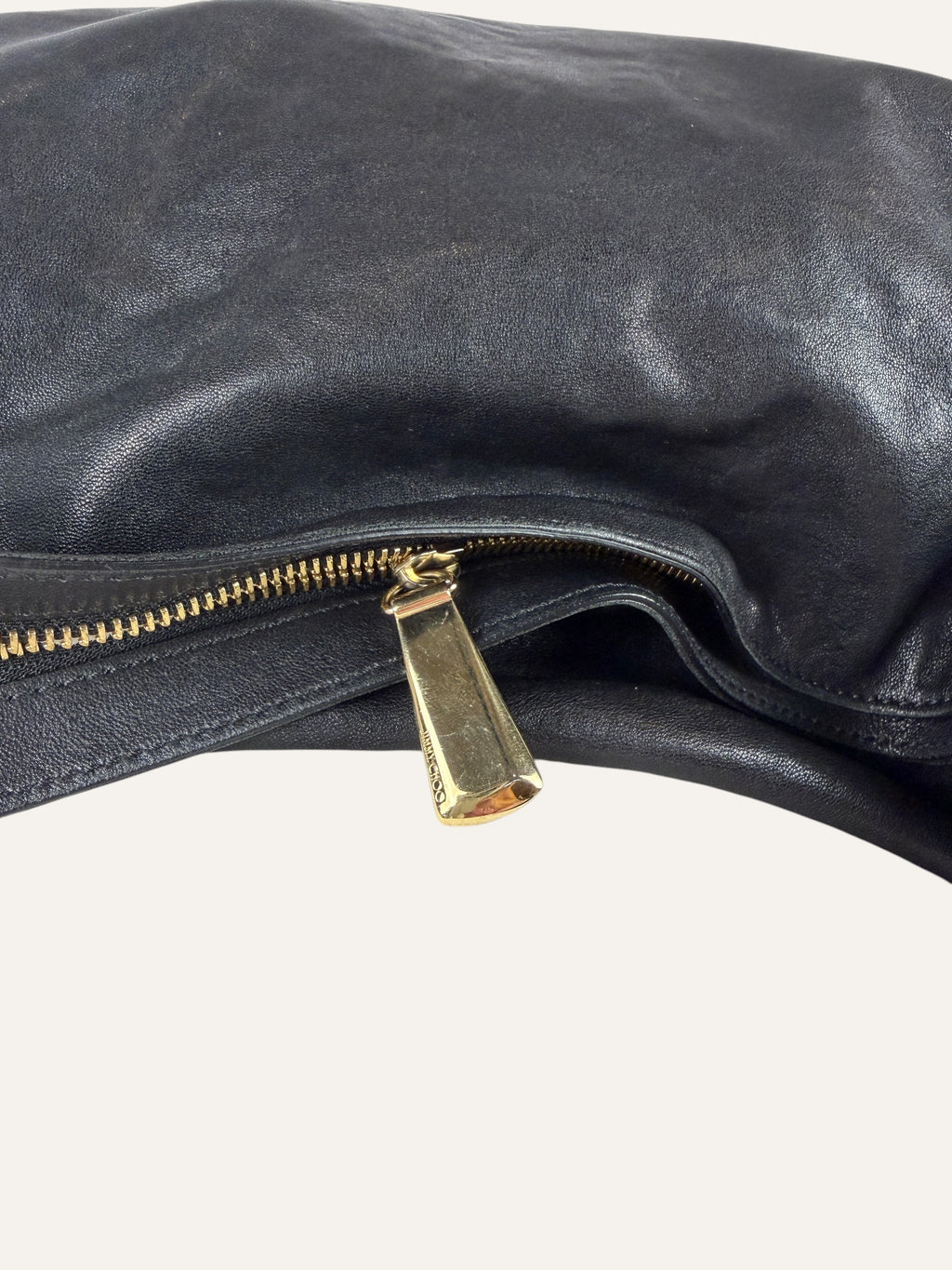 Jimmy Choo Large Black Leather Hobo Bag