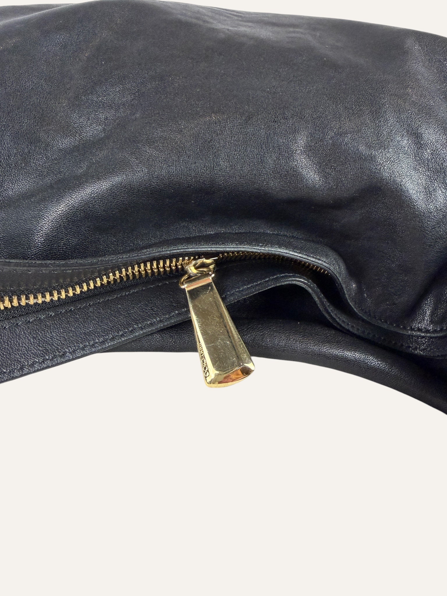 Jimmy Choo Large Black Leather Hobo Bag
