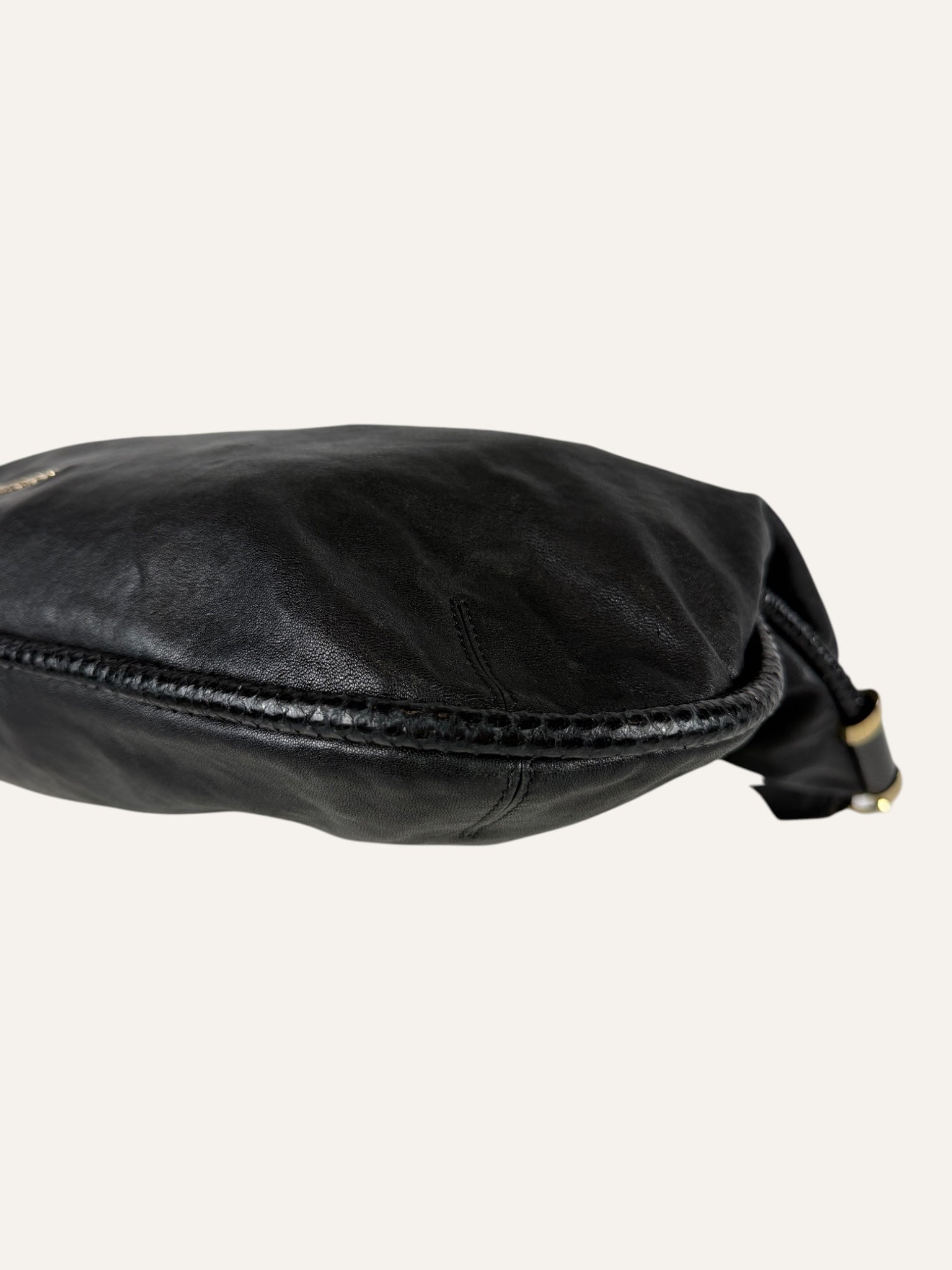 Jimmy Choo Large Black Leather Hobo Bag