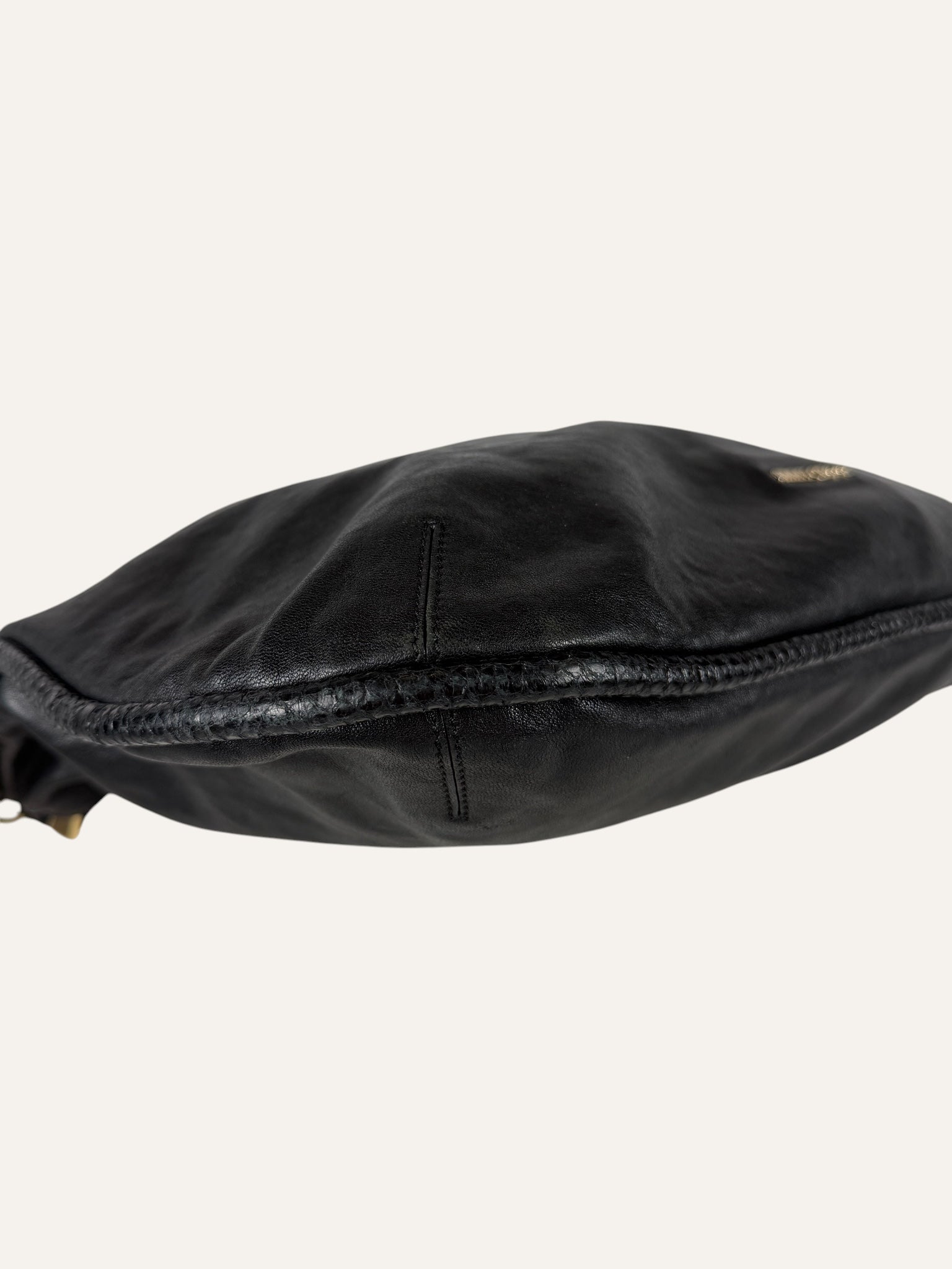 Jimmy Choo Large Black Leather Hobo Bag