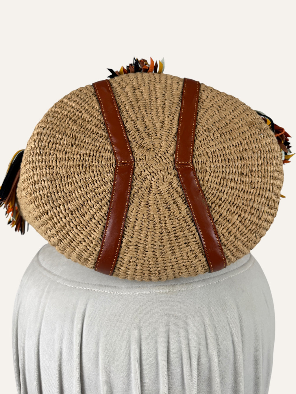 Chloe x Mifuko Rainbow Tassels Raffia Basket Bag