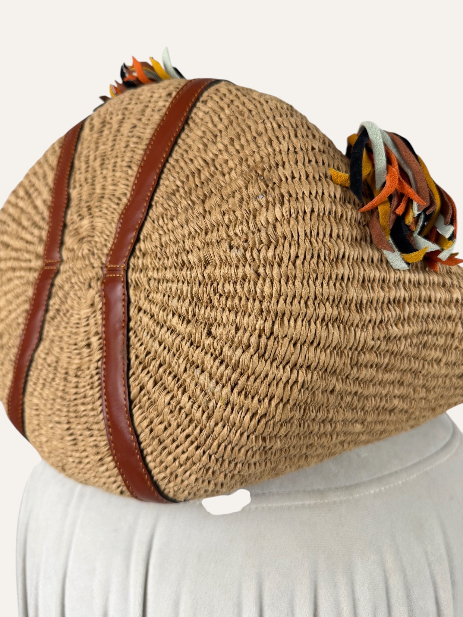 Chloe x Mifuko Rainbow Tassels Raffia Basket Bag