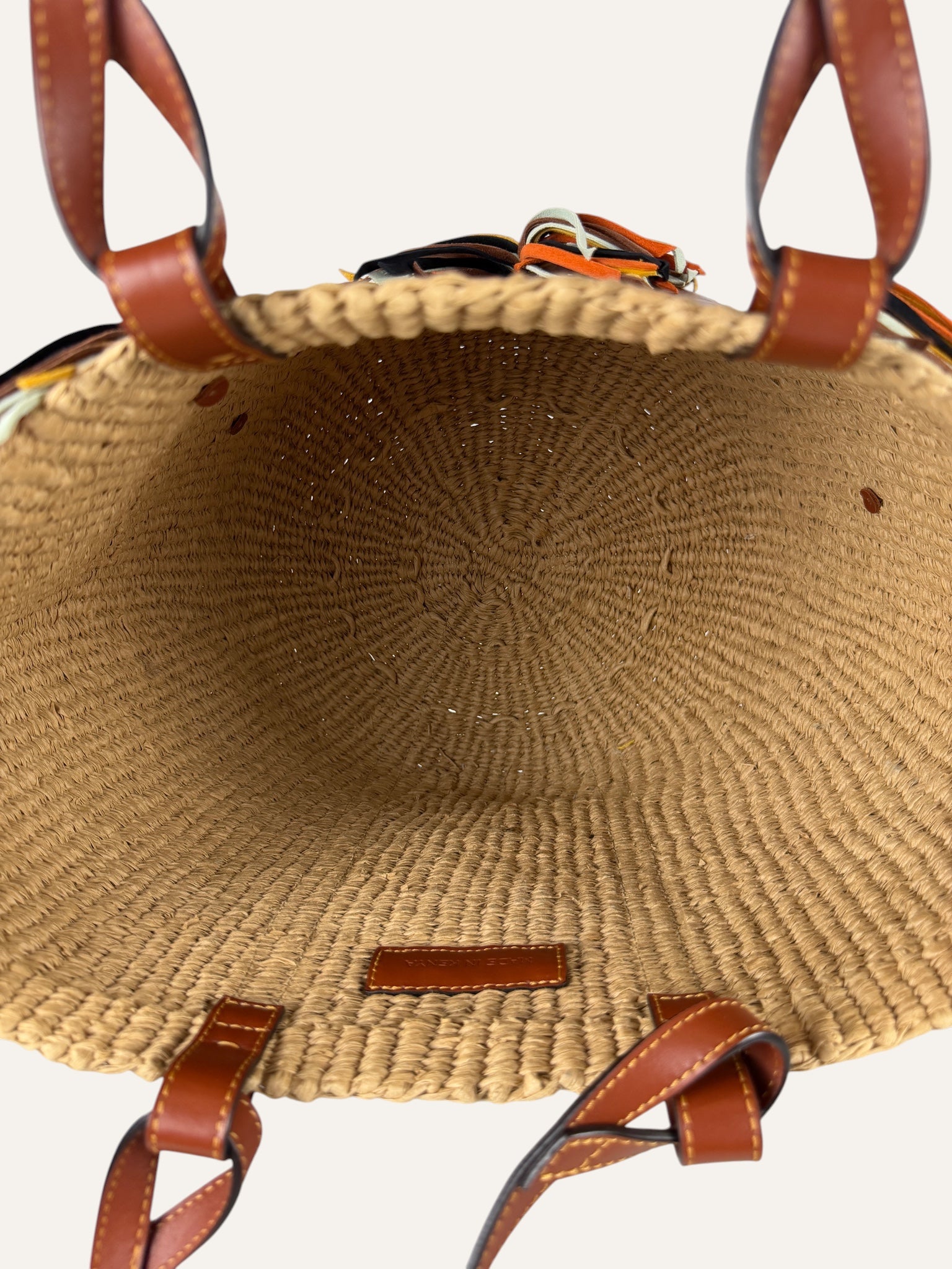 Chloe x Mifuko Rainbow Tassels Raffia Basket Bag