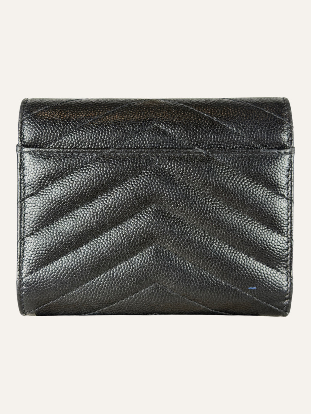 Saint Laurent Cassandre Matelassé Compact Black Tri-Fold Wallet