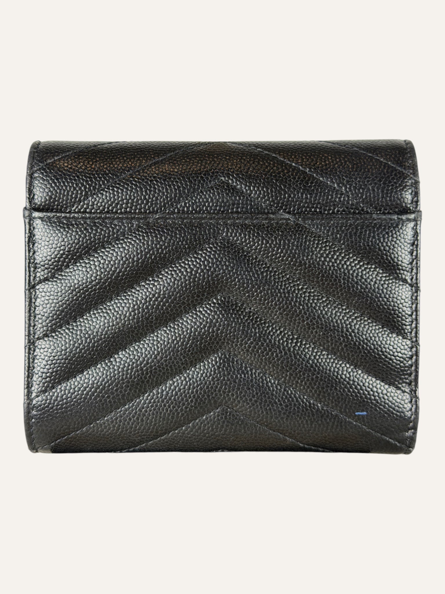 Saint Laurent Cassandre Matelassé Compact Black Tri-Fold Wallet
