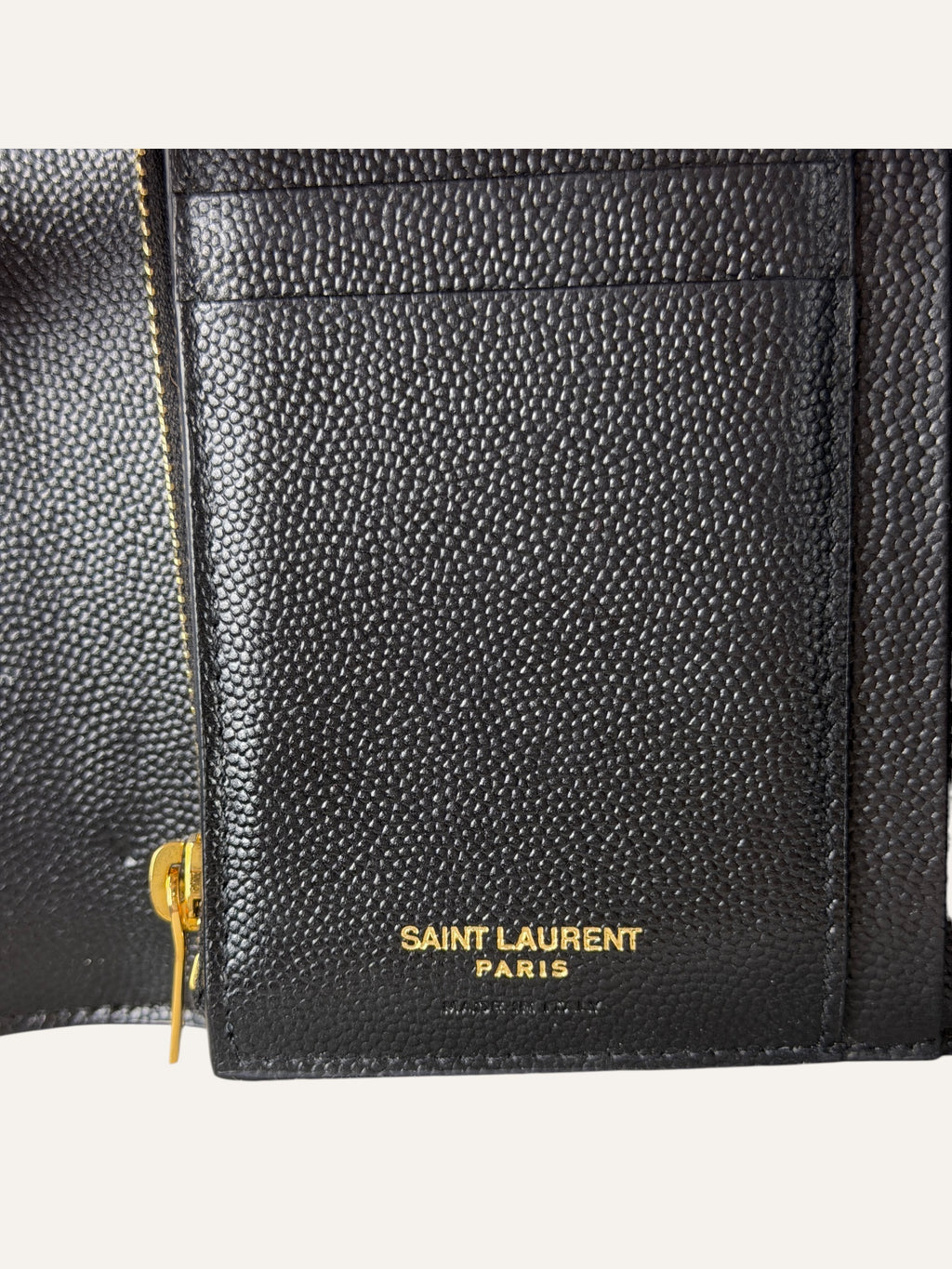Saint Laurent Cassandre Matelassé Compact Black Tri-Fold Wallet