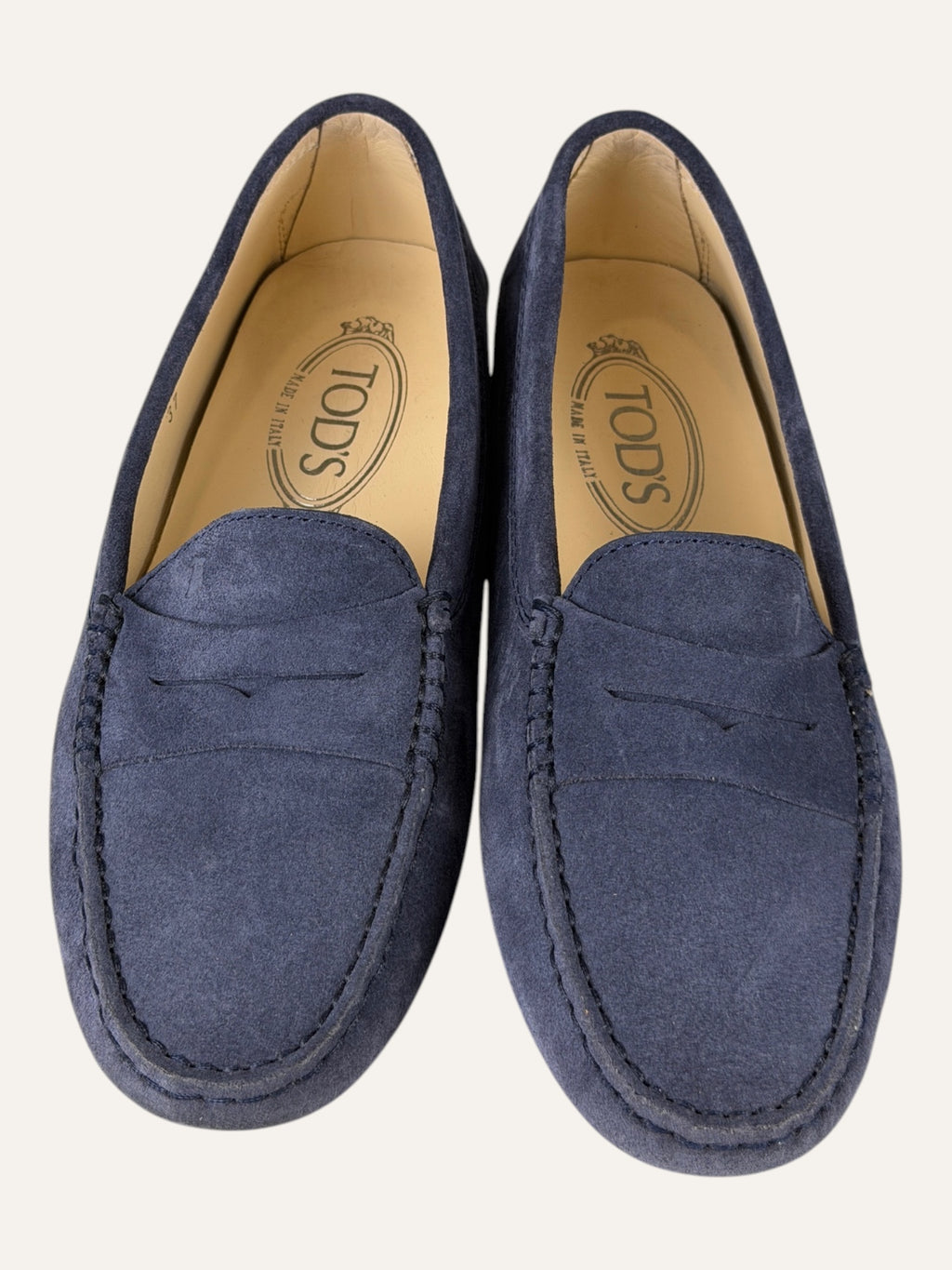 Tod's City Gommino Loafers Blue Suede Penny Loafers