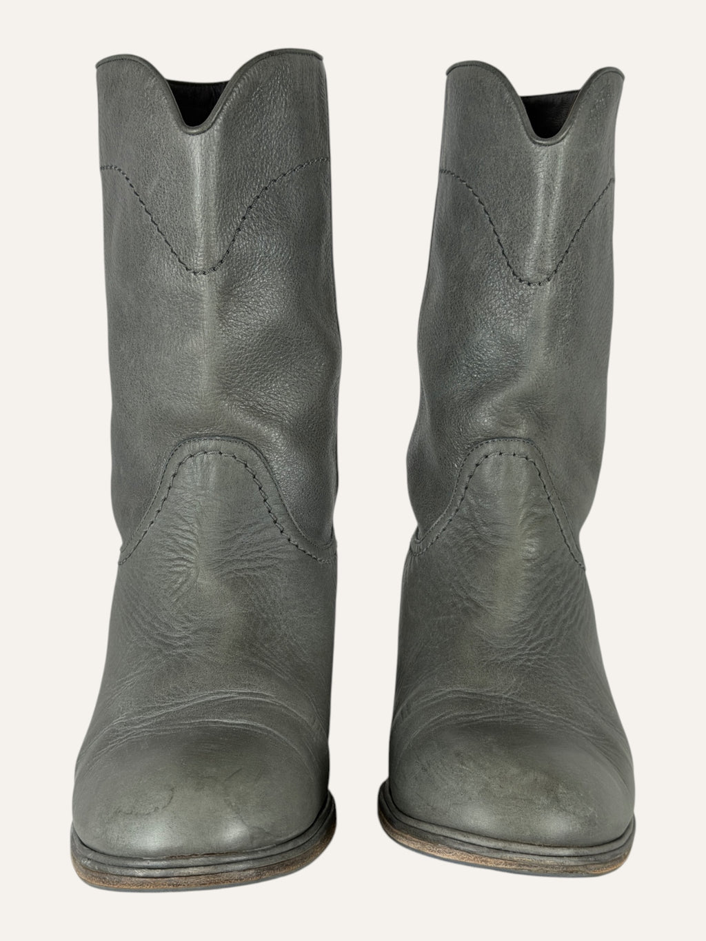 Chanel Interlocking CC Logo Gray Moto Boots