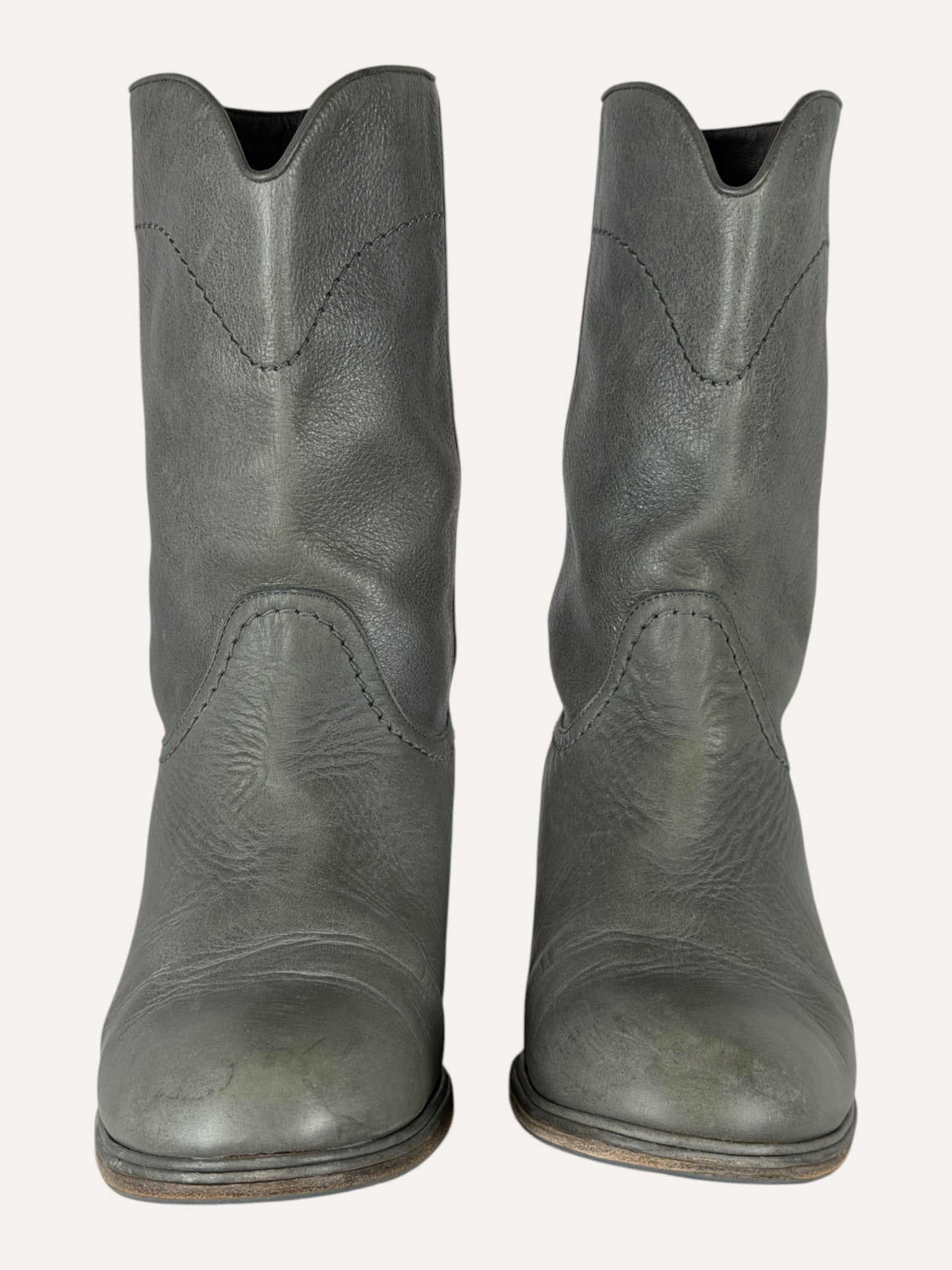 Chanel Interlocking CC Logo Gray Moto Boots