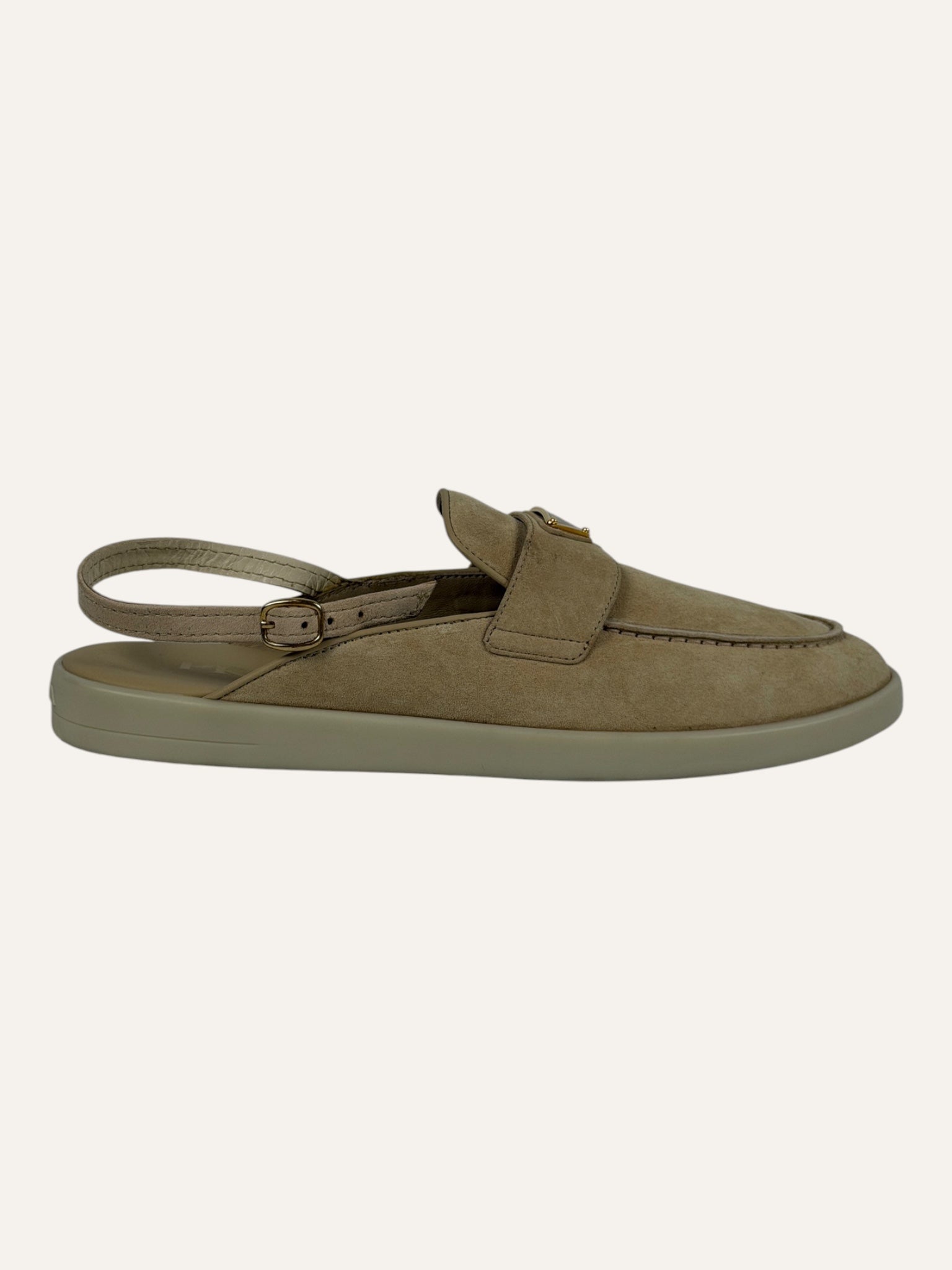 Prada Ecru Suede Mules