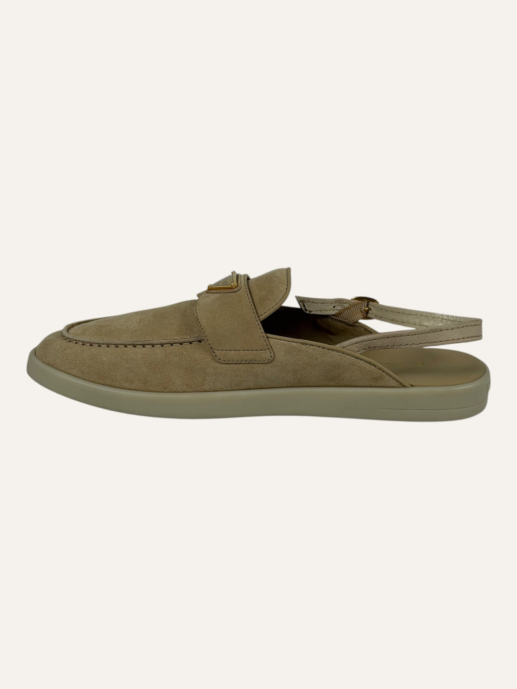 Prada Ecru Suede Mules