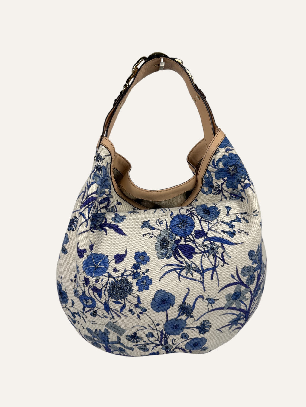 Gucci Flora Canvas Wave Horsebit Hobo Bag