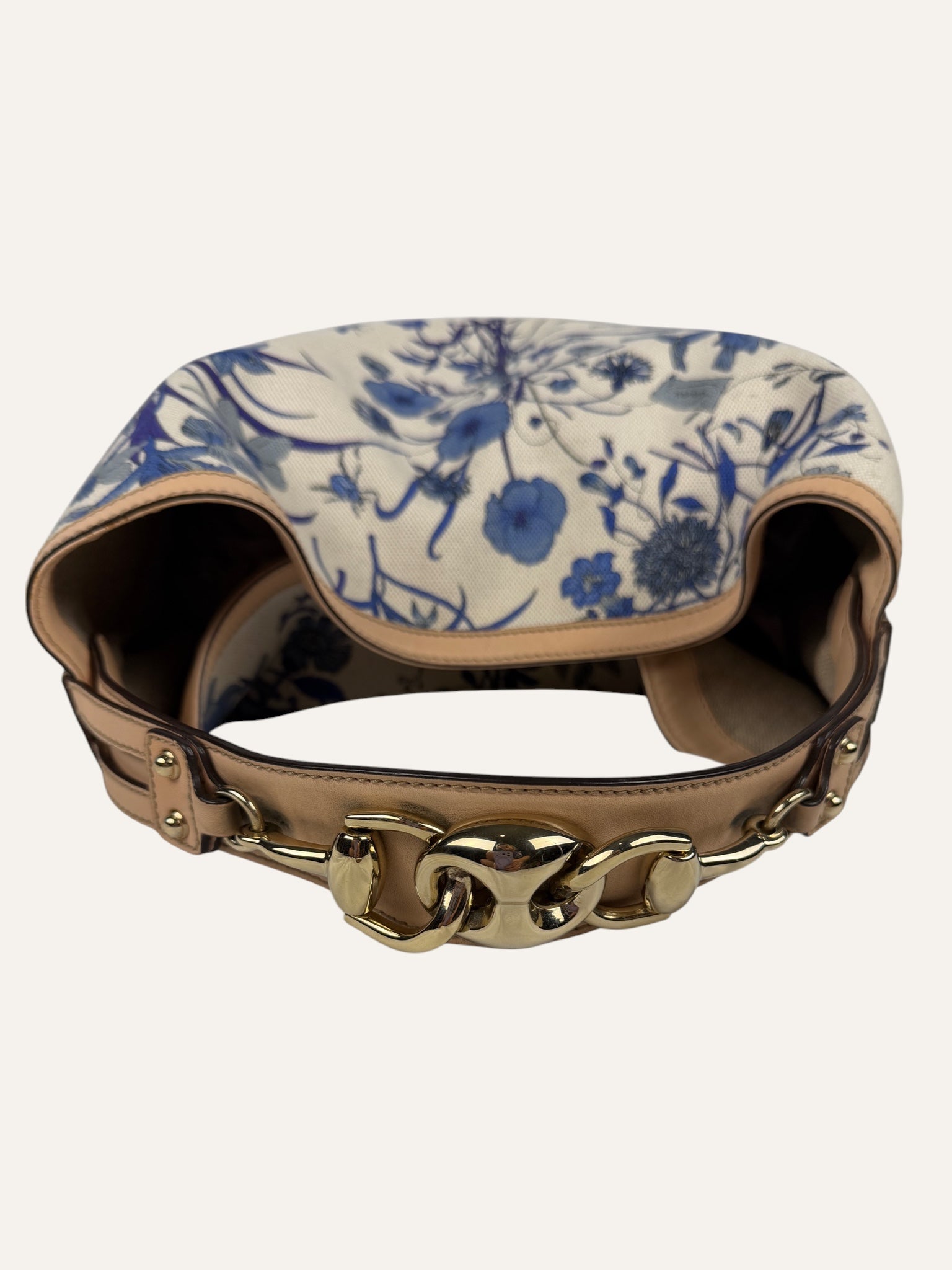 Gucci Flora Canvas Wave Horsebit Hobo Bag