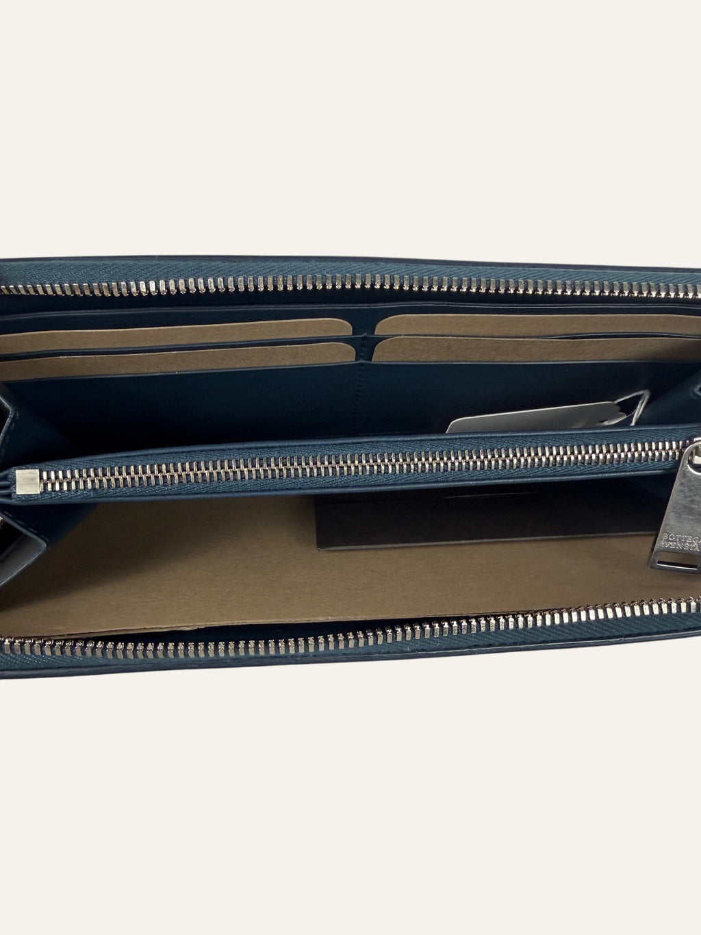 Bottega Veneta Navy Blue Zippy Wallet