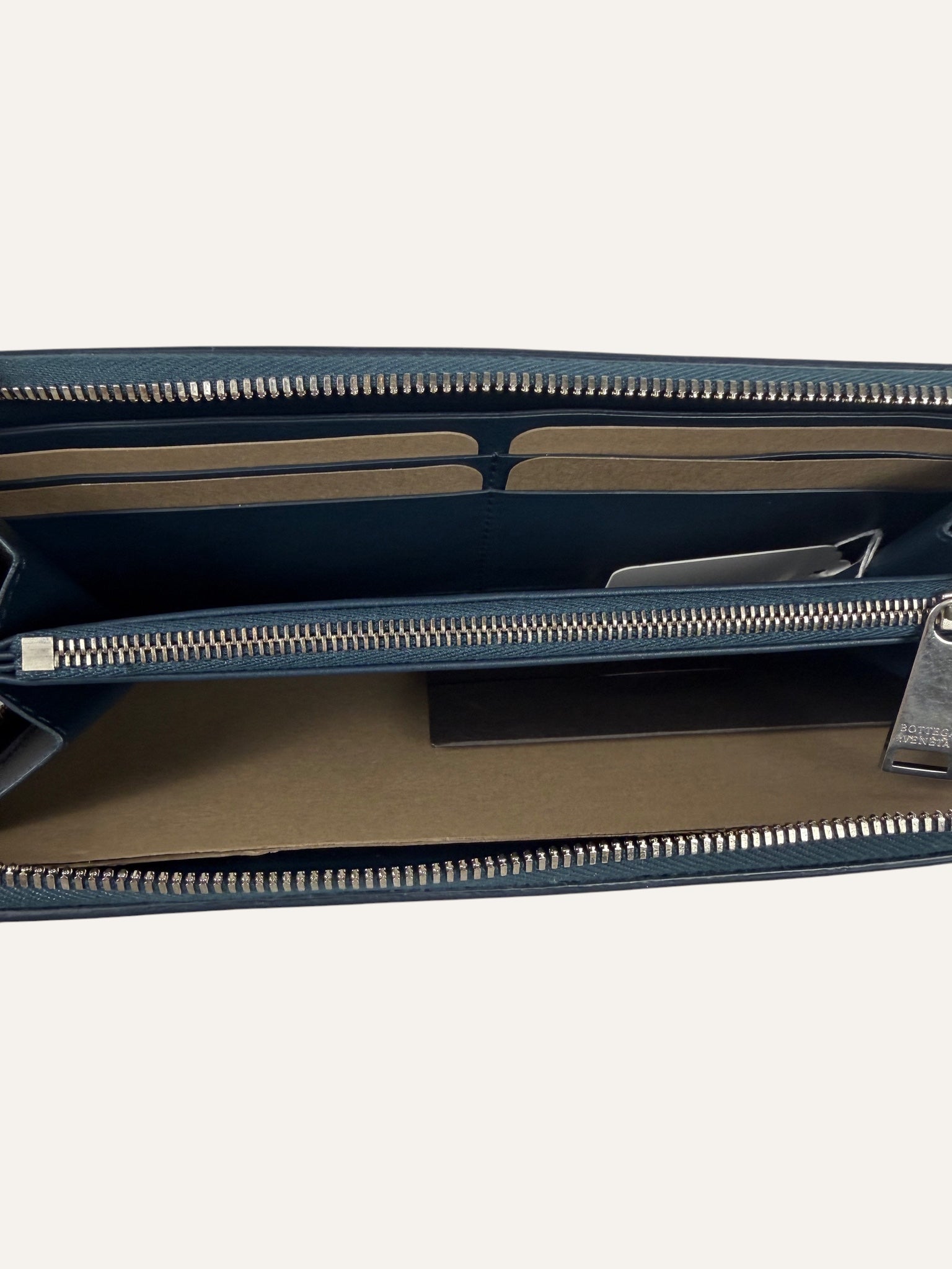 Bottega Veneta Navy Blue Zippy Wallet