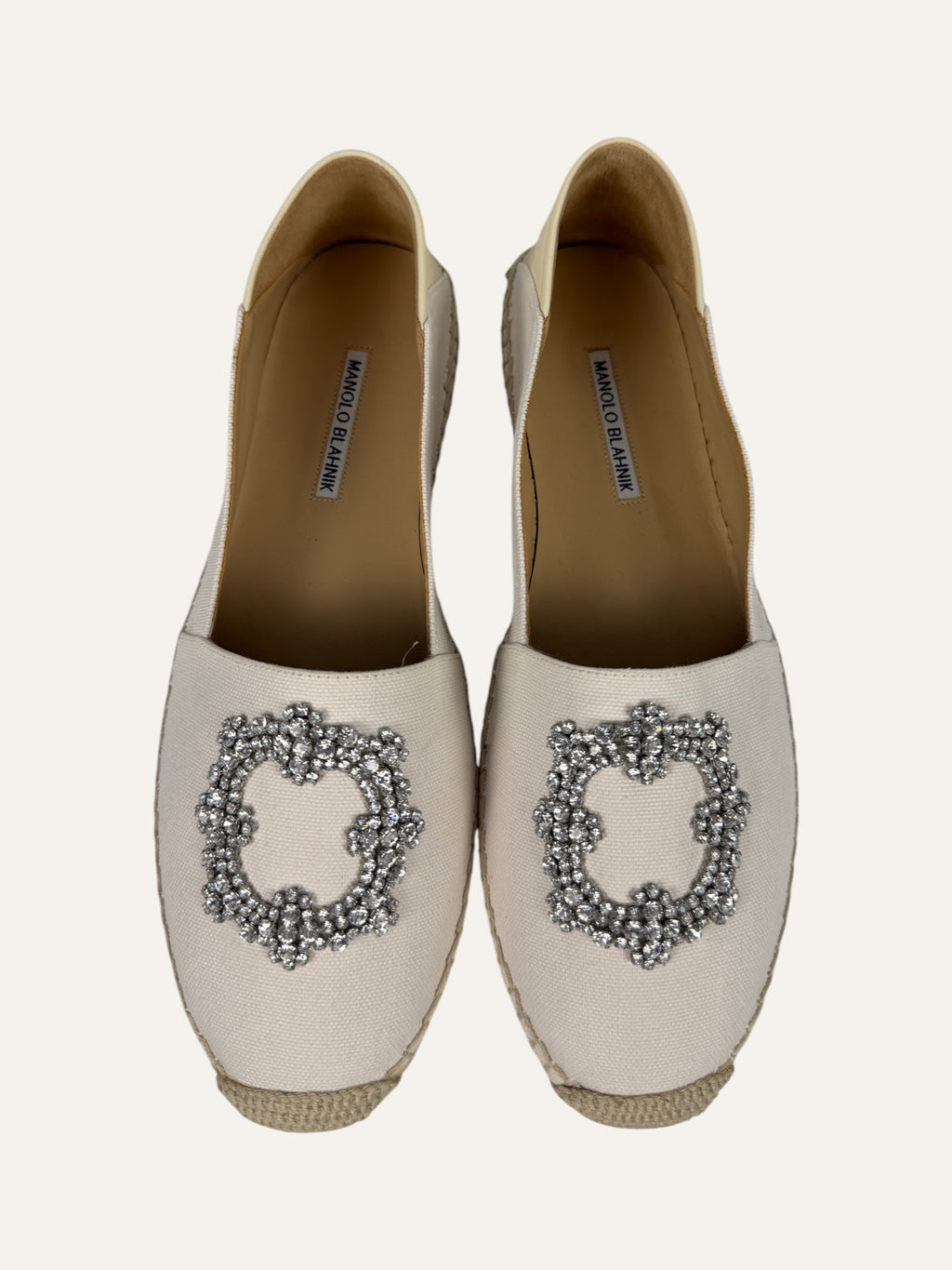 Manolo Blahnik Hangrilla Light Cream Espadrille