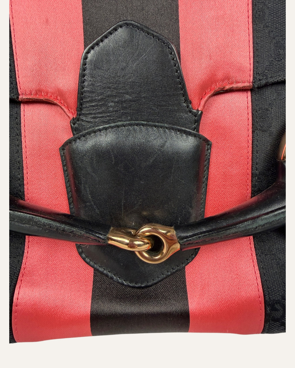 Gucci Tom Ford Horsebit Satin Stripe GG Canvas Bag 2004
