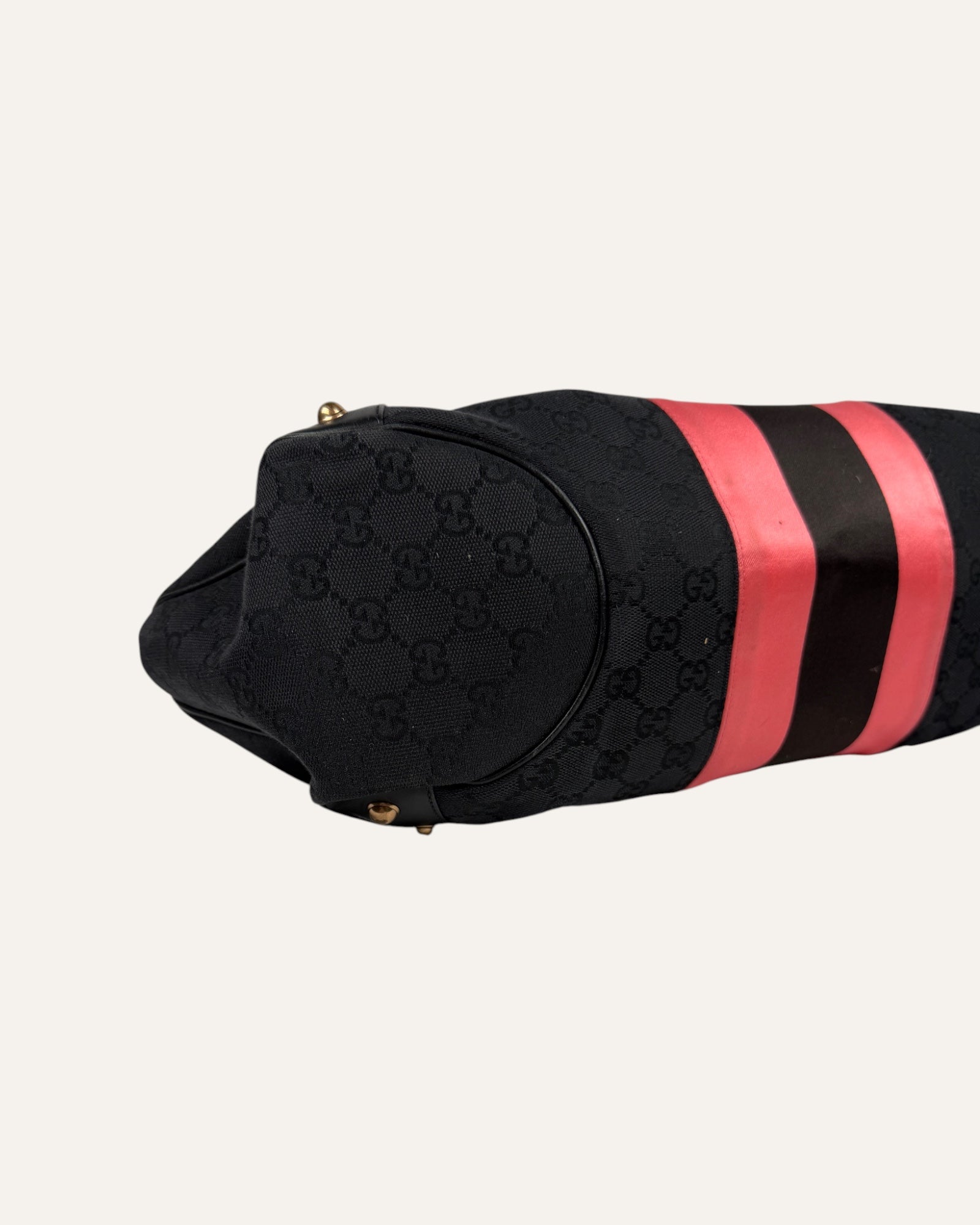 Gucci Tom Ford Horsebit Satin Stripe GG Canvas Bag 2004