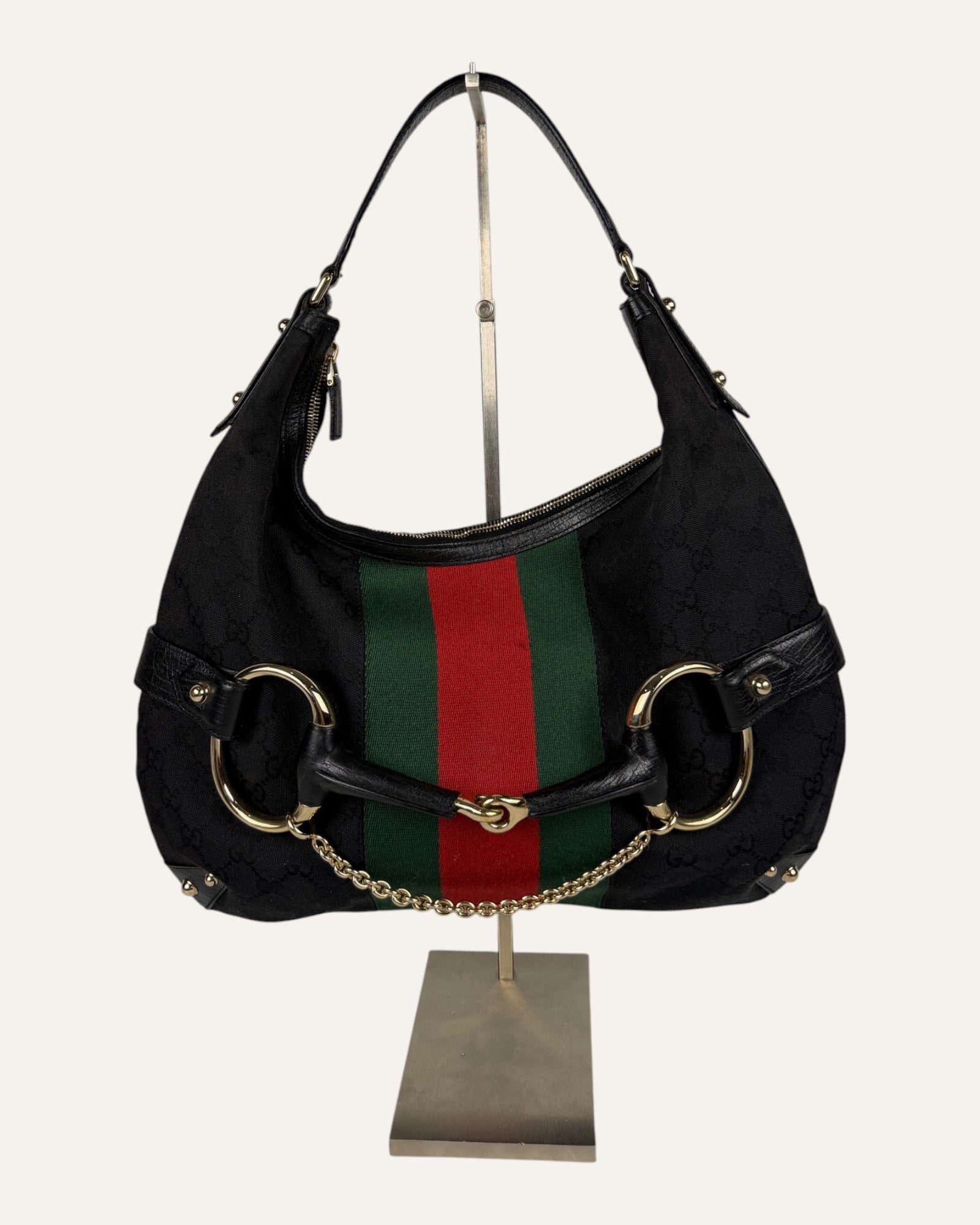 Gucci Horsebit Chain Web Monogram Hobo Bag Tom Ford Era
