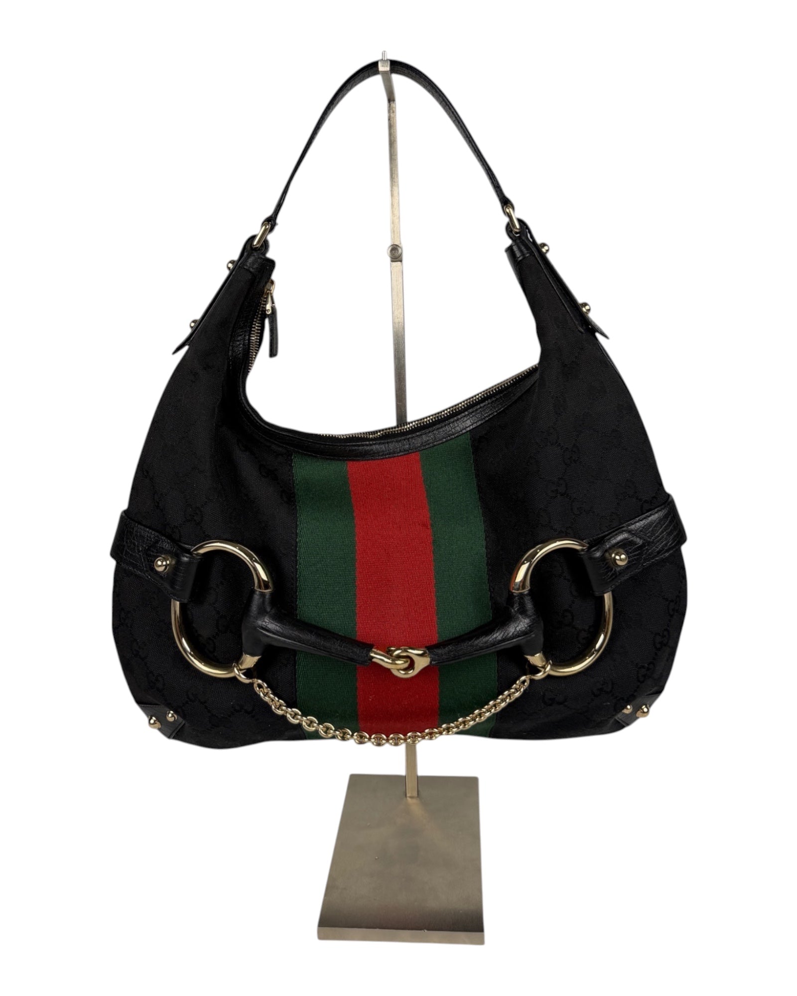 Gucci Horsebit Chain Web Monogram Hobo Bag Tom Ford Era