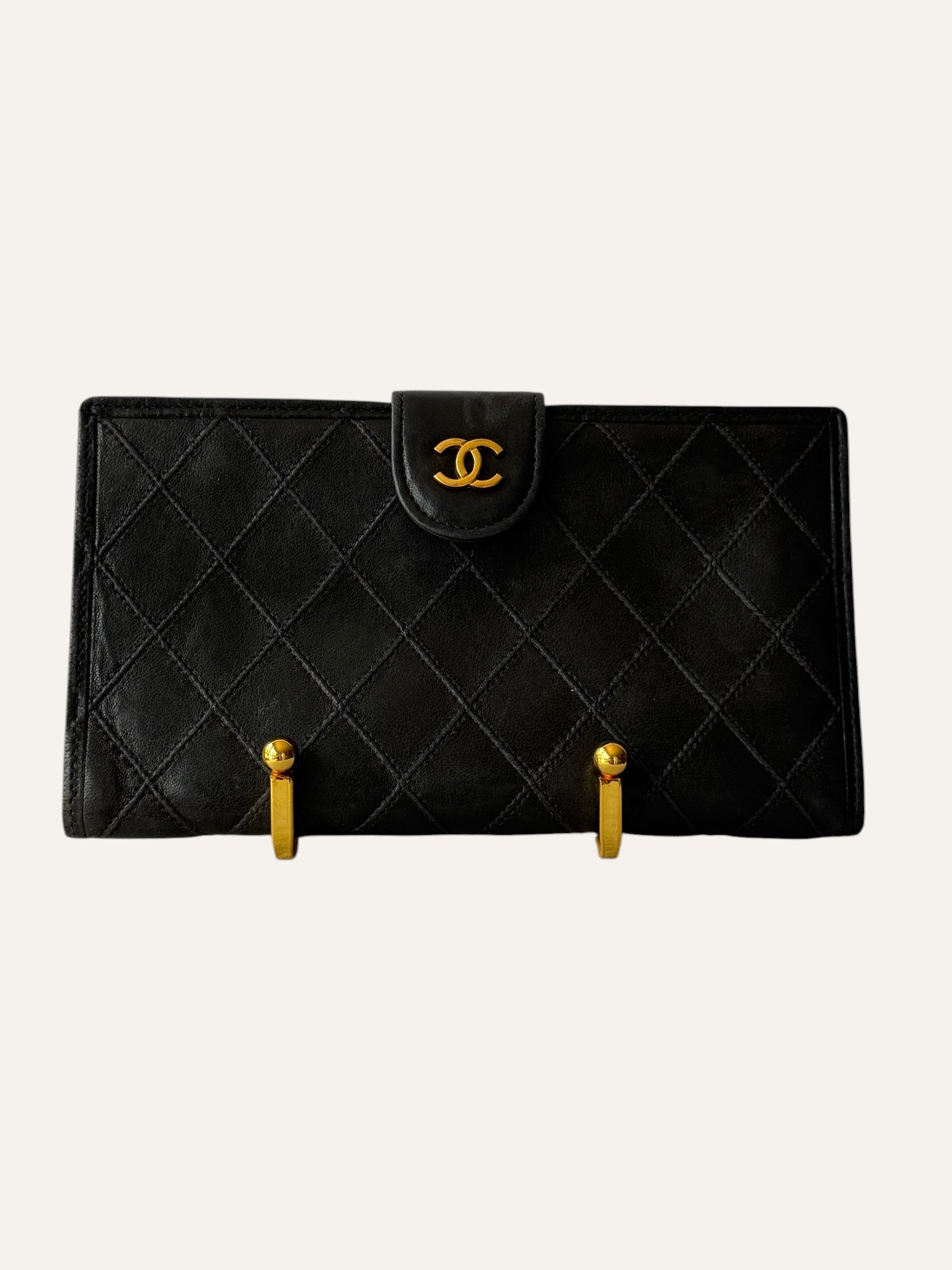 Chanel Vintage Diamond Quilted Bifold Wallet with Coin Pouch
