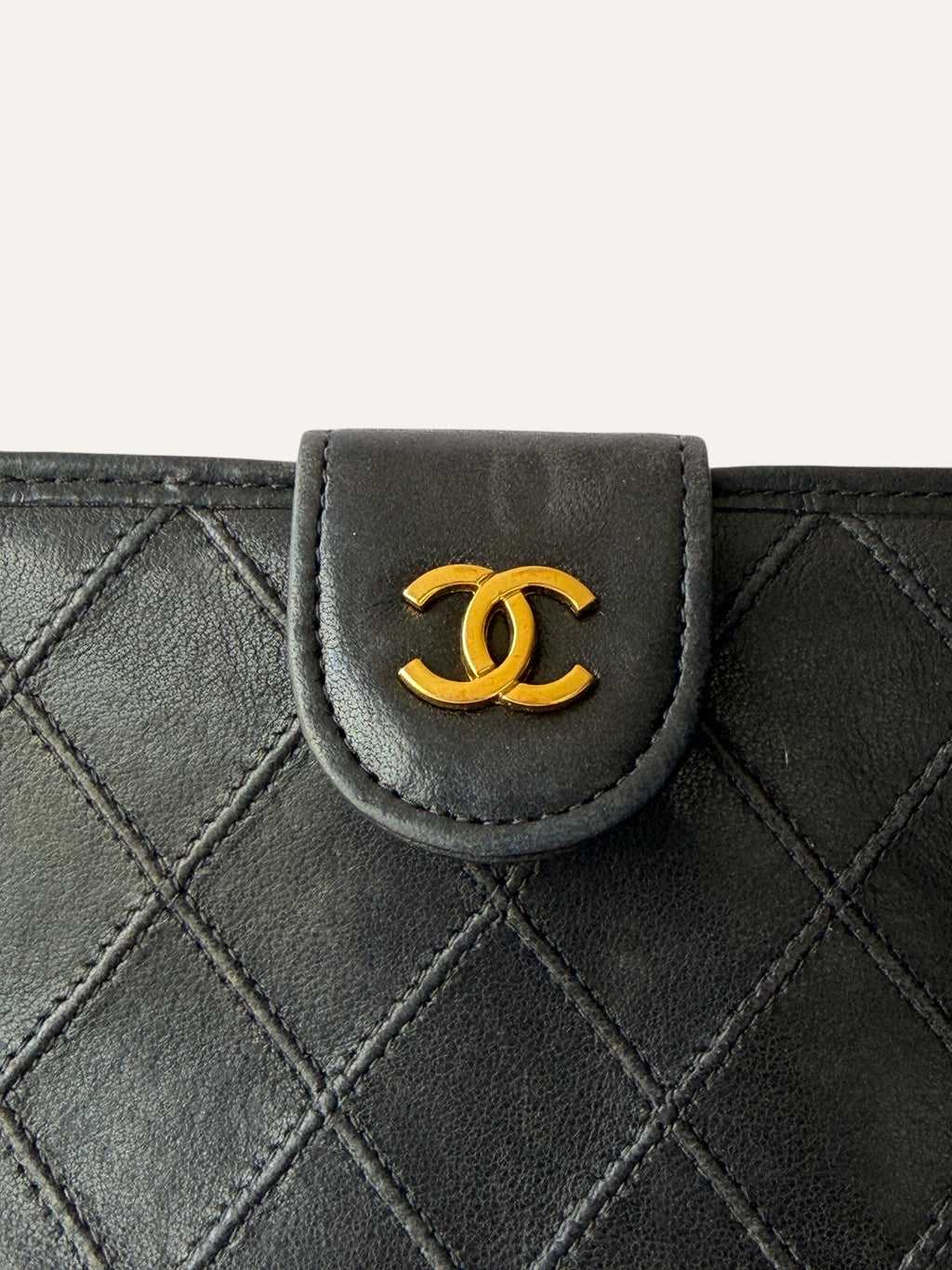 Chanel Vintage Diamond Quilted Bifold Wallet with Coin Pouch