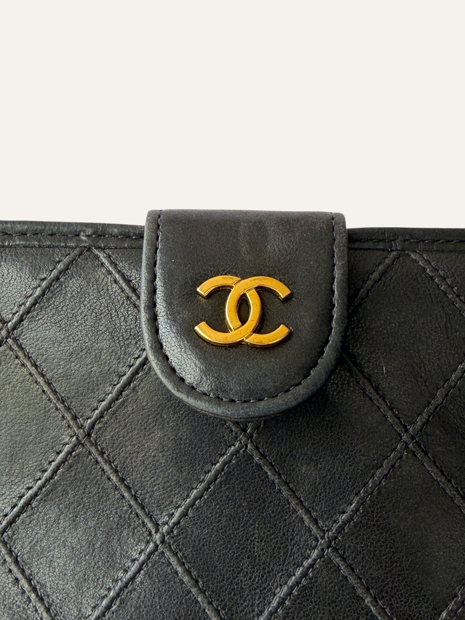 Chanel Vintage Diamond Quilted Bifold Wallet with Coin Pouch
