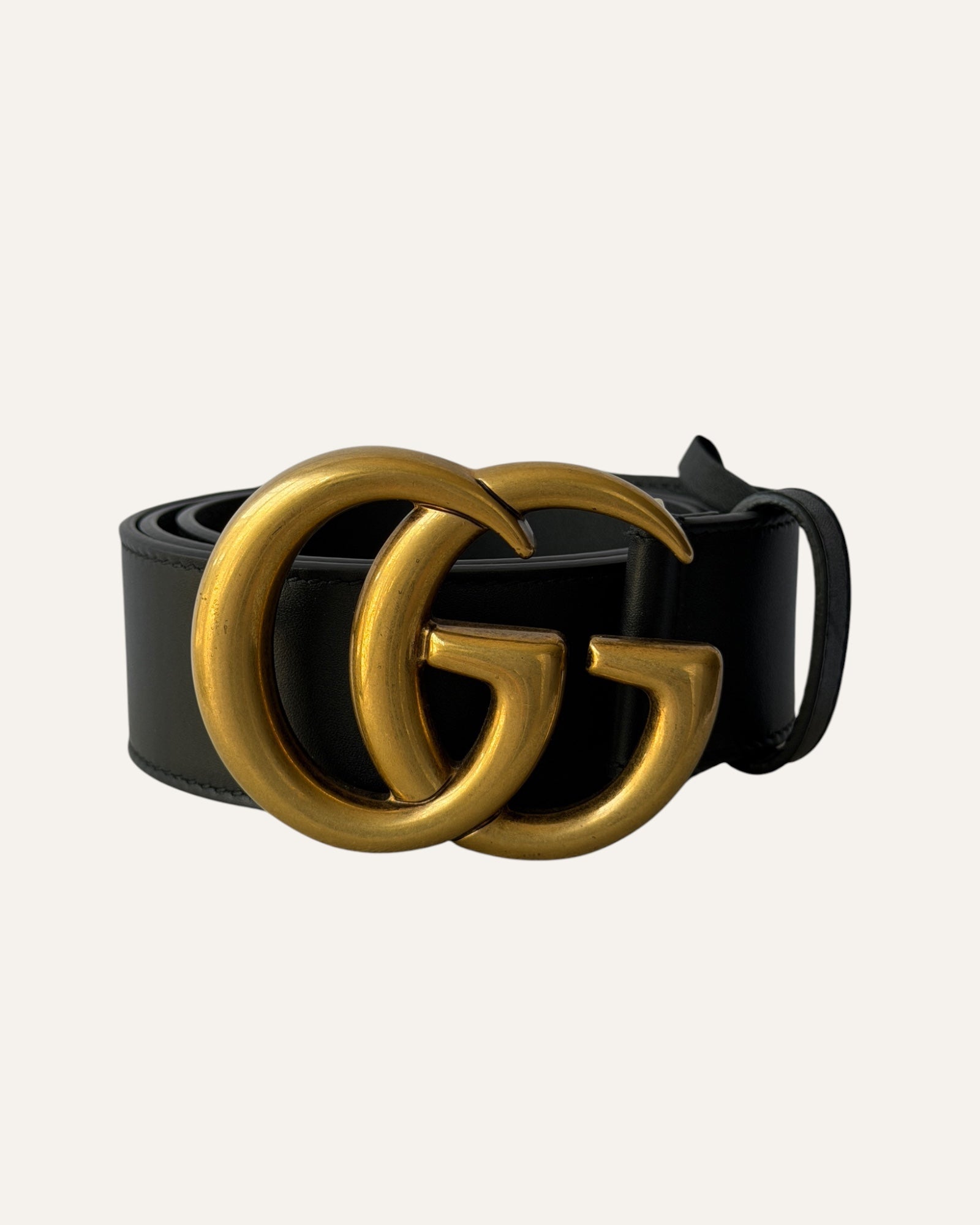 Gucci GG Marmont Belt Black Leather Gold Buckle