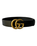 Gucci GG Marmont Belt Black Leather Gold Buckle