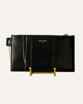 Saint Laurent Black Watersnake Chain Pouch Gold Hardware
