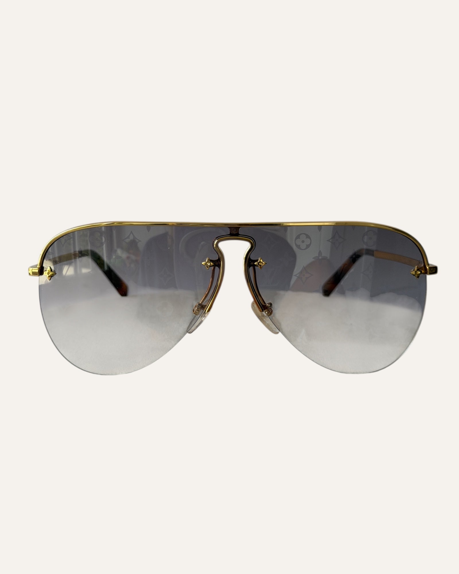 Louis Vuitton Grease Aviator Sunglasses Gold Tone Never Worn