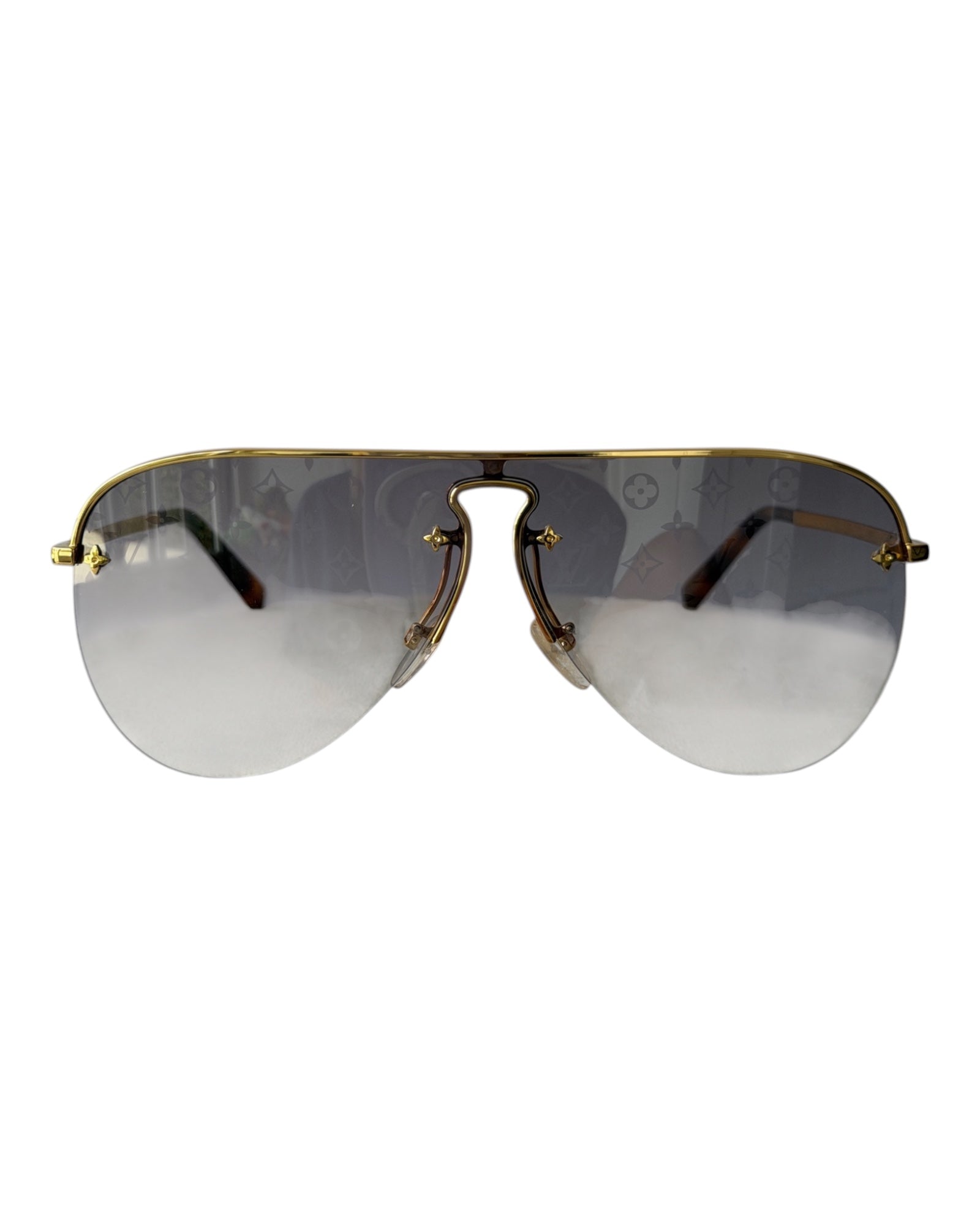 Louis Vuitton Grease Aviator Sunglasses Gold Tone Never Worn