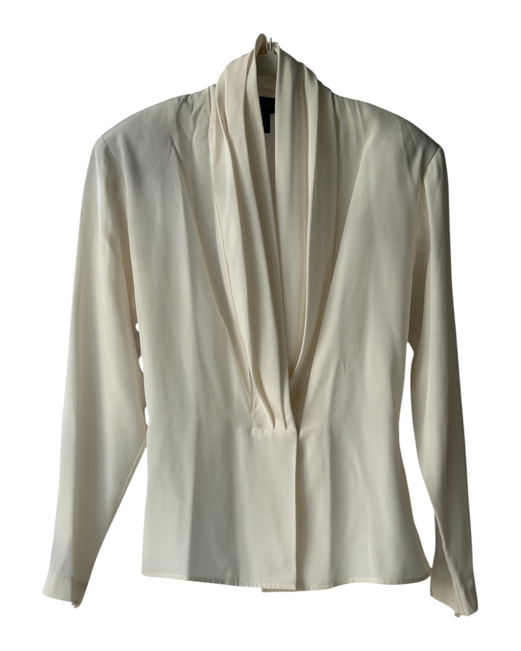 Ralph Lauren Purple Label Cream Silk Draped Plunge Blouse