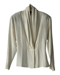 Ralph Lauren Purple Label Cream Silk Draped Plunge Blouse