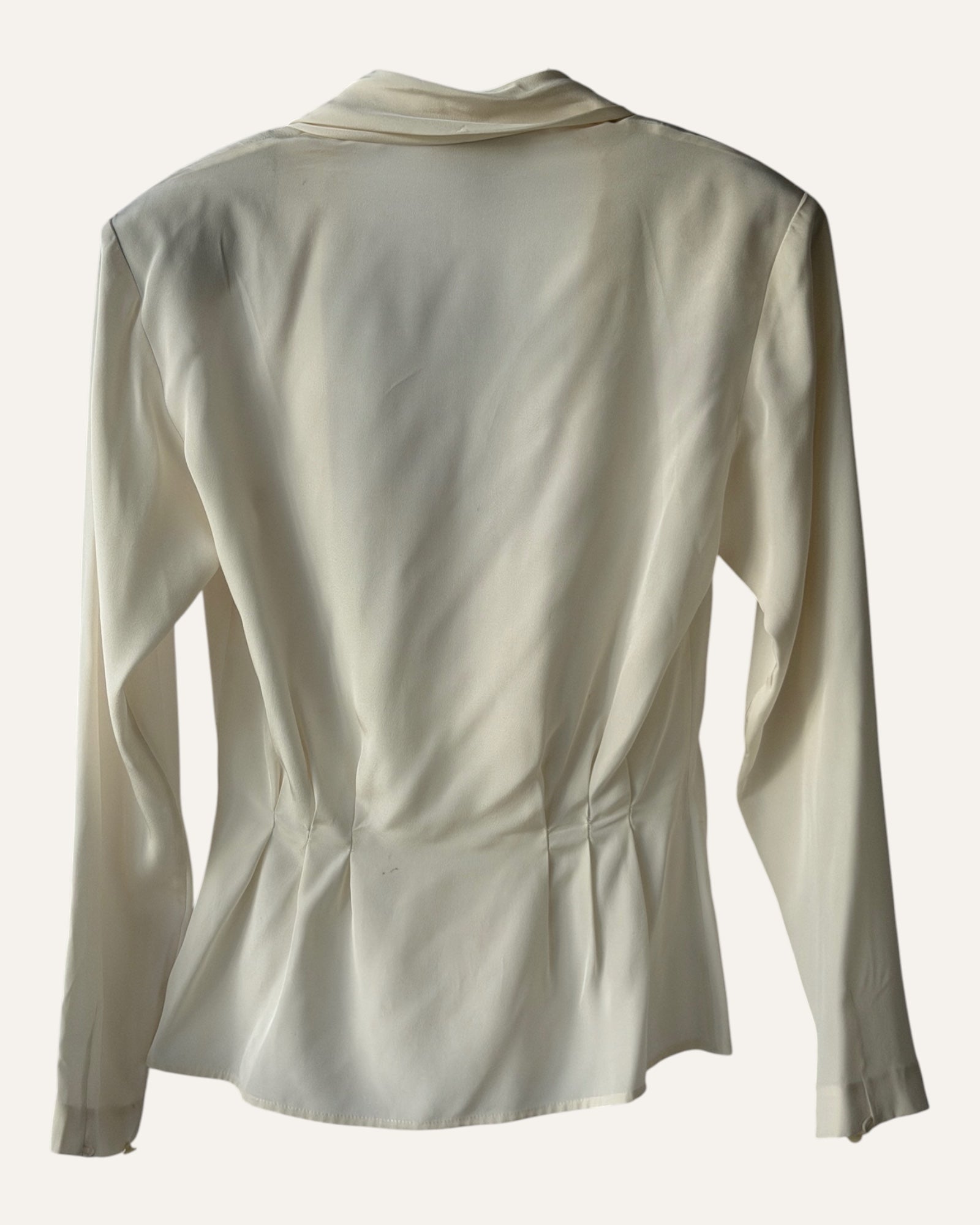 Ralph Lauren Purple Label Cream Silk Draped Plunge Blouse