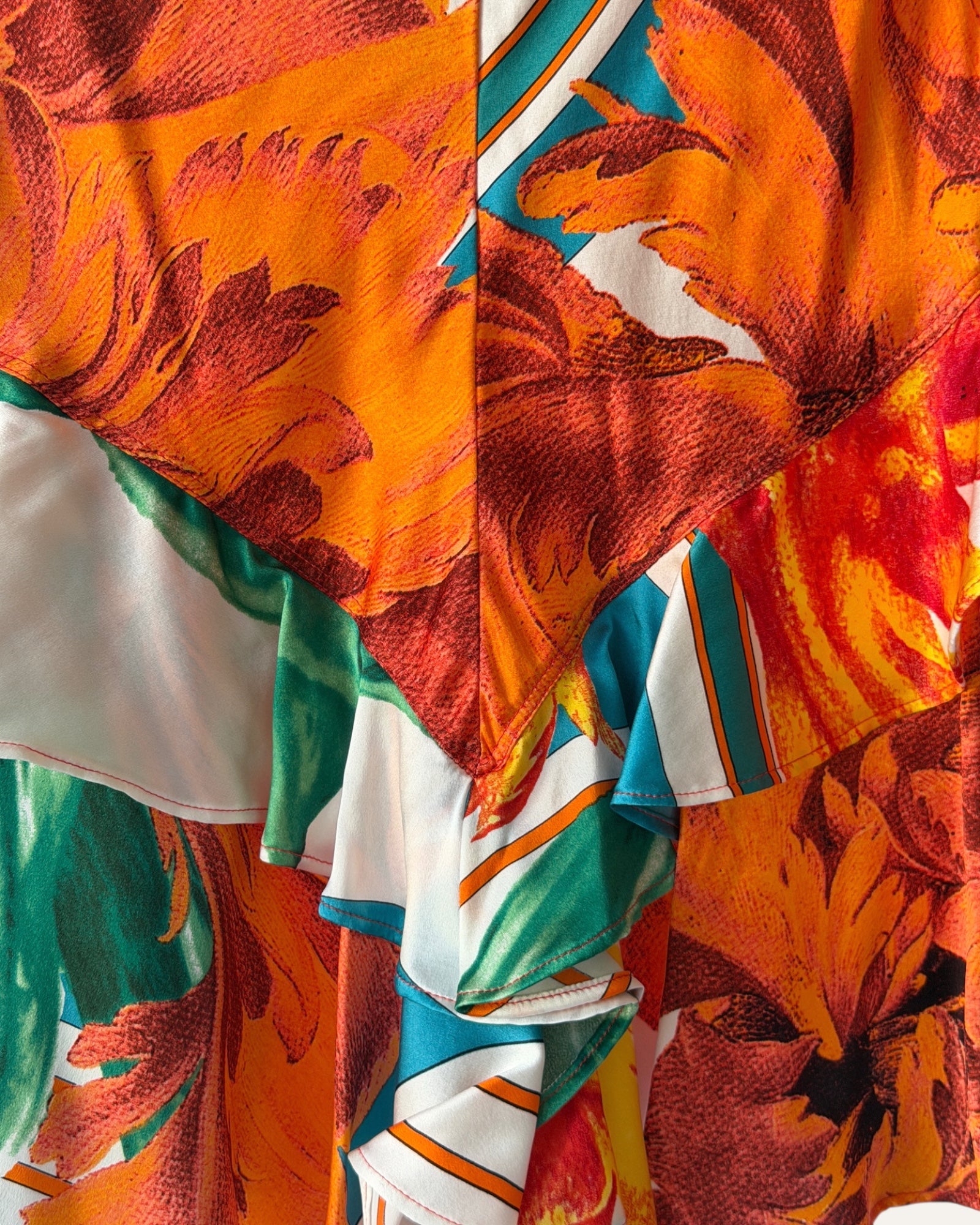 Roberto Cavalli Multicolor Abstract Floral Ruffle Skirt, 2006