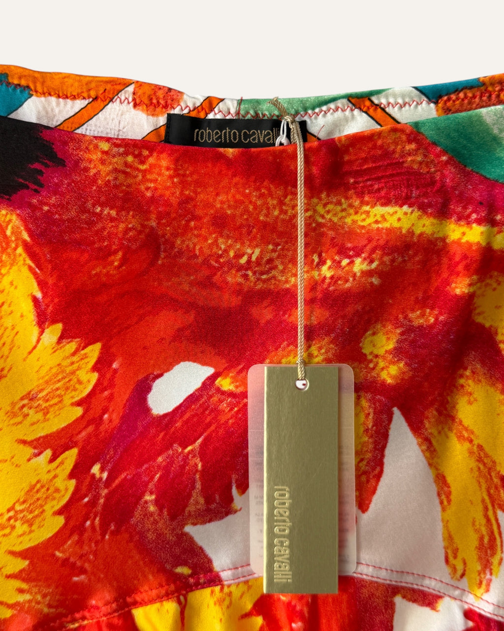 Roberto Cavalli Multicolor Abstract Floral Ruffle Skirt, 2006