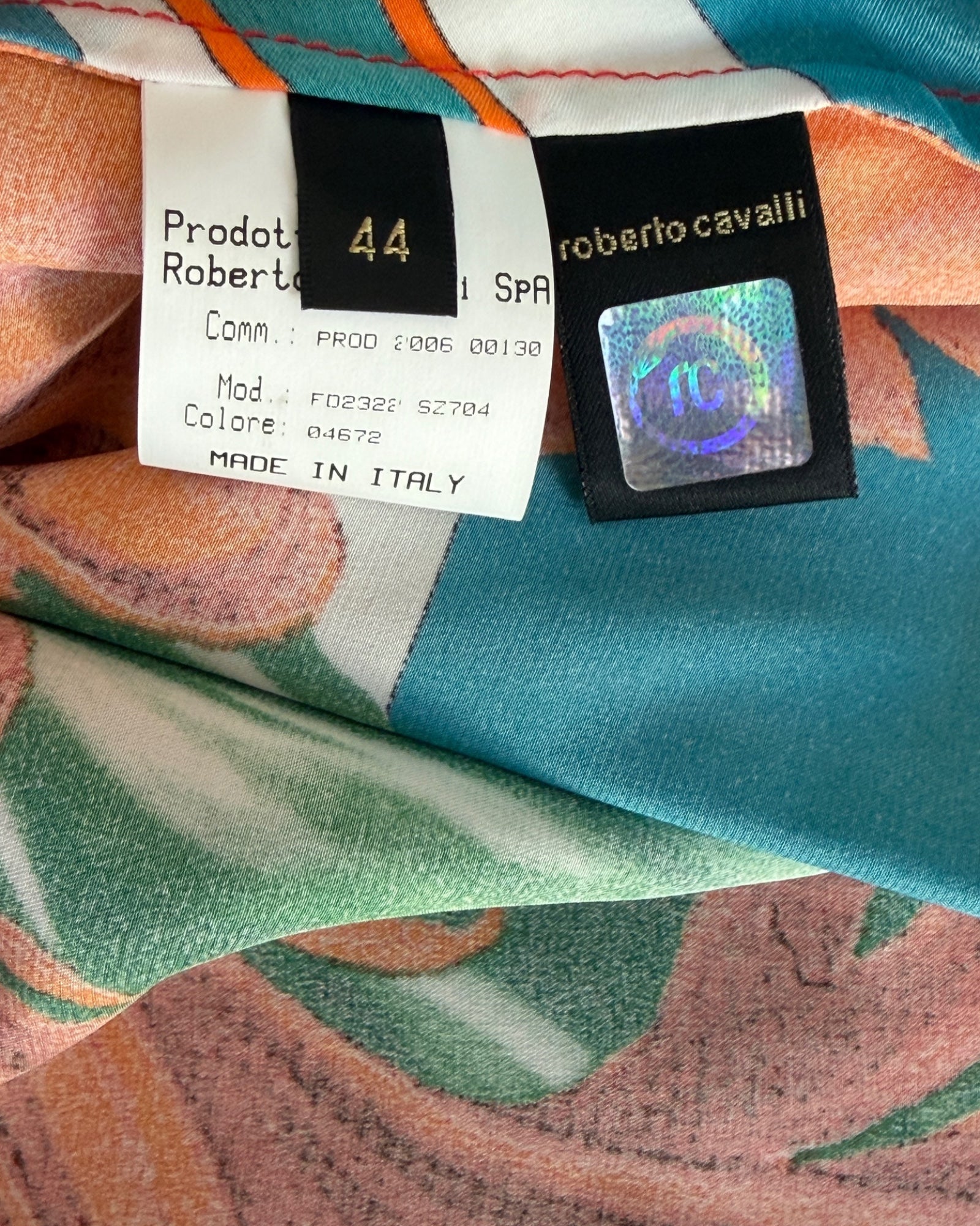 Roberto Cavalli Multicolor Abstract Floral Ruffle Skirt, 2006