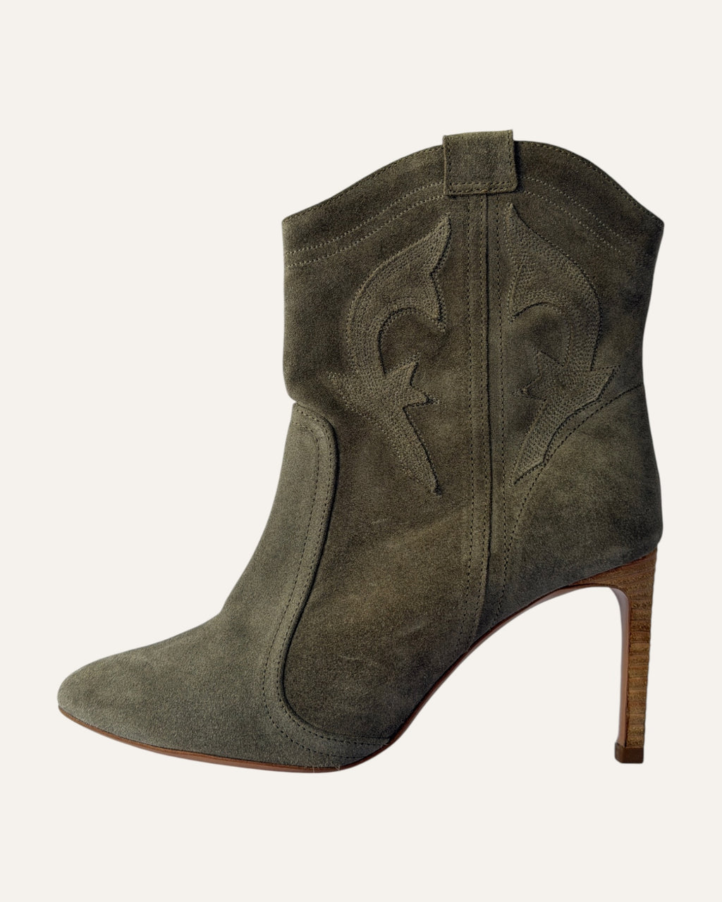 BA&SH Caitlin boots green, BA&SH pointed toe ankle boots, BA&SH leather western boots size 36, pine green leather ankle boots