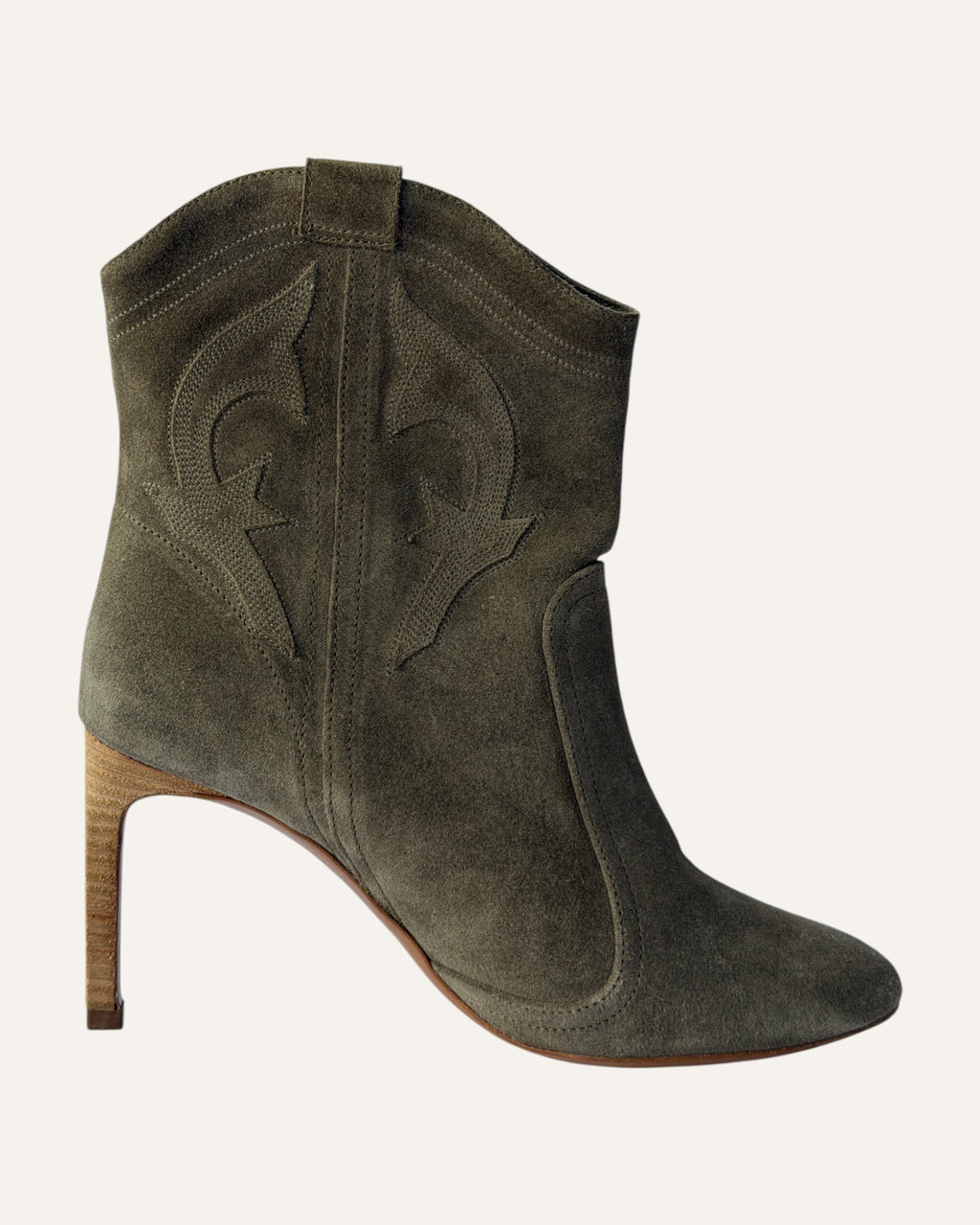 BA&SH Caitlin boots green, BA&SH pointed toe ankle boots, BA&SH leather western boots size 36, pine green leather ankle boots