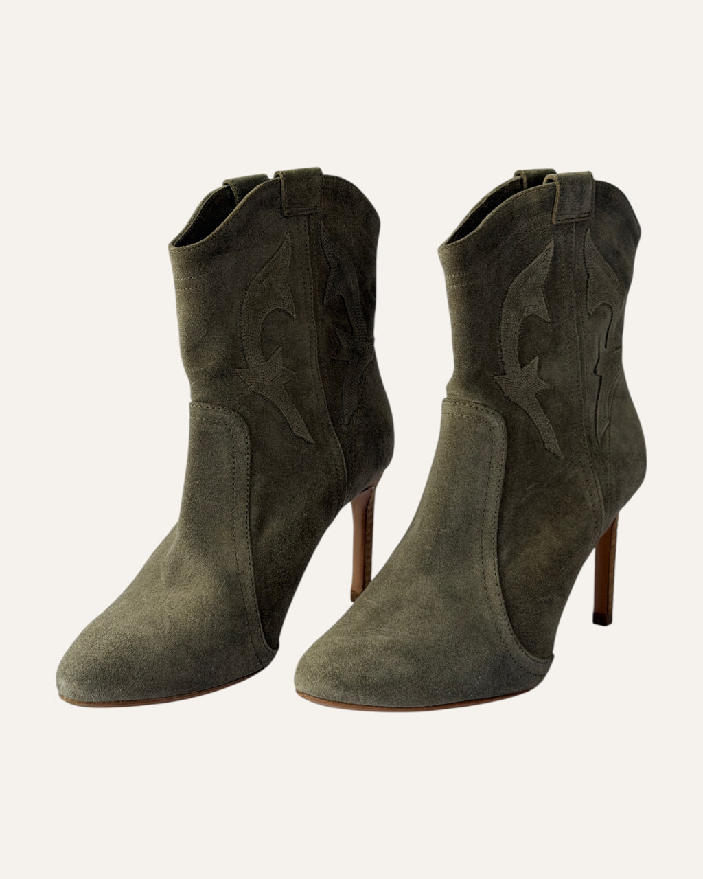 BA&SH Caitlin boots green, BA&SH pointed toe ankle boots, BA&SH leather western boots size 36, pine green leather ankle boots